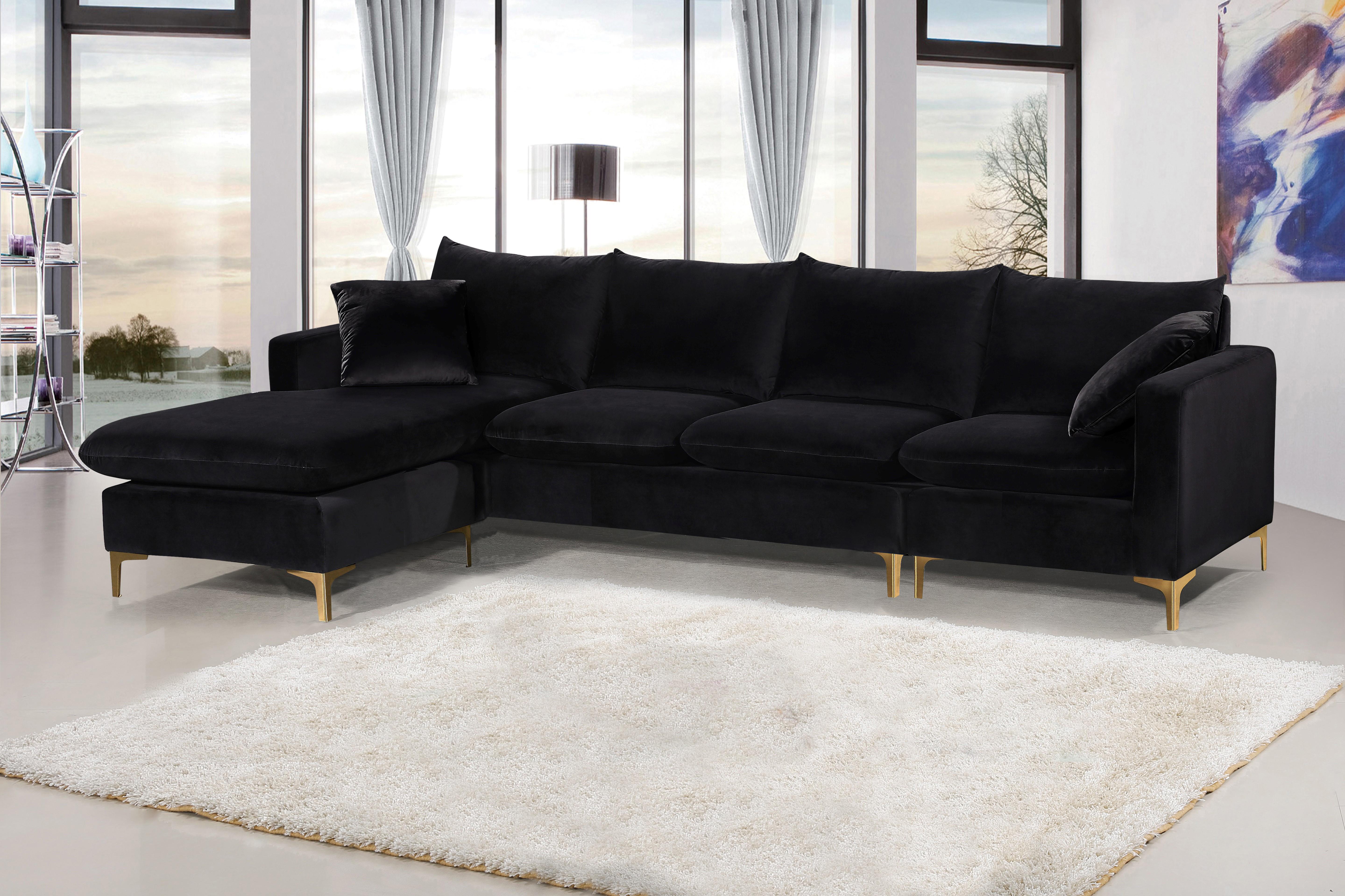 Naomi Black Velvet 2pc. Reversible Sectional