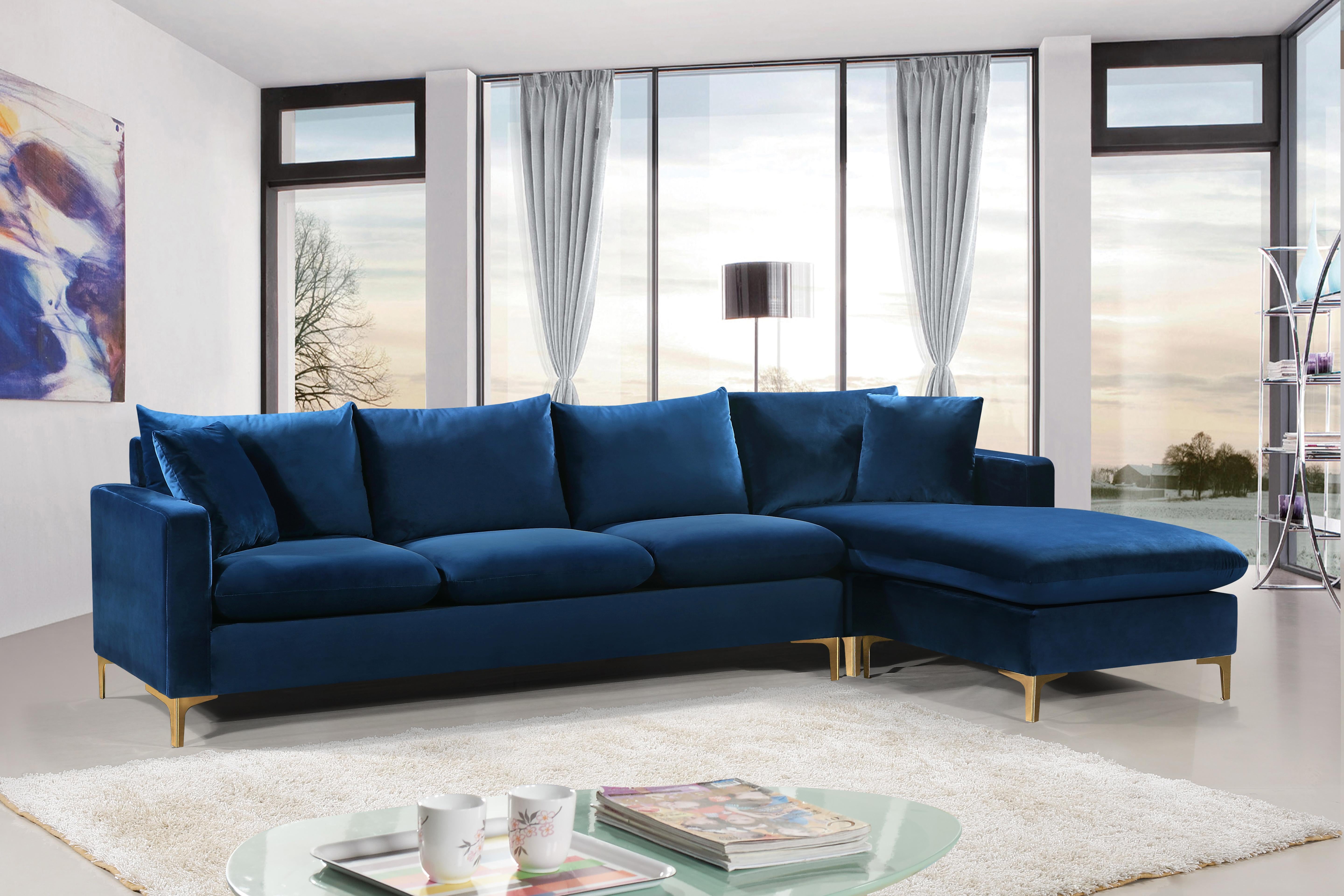 Naomi Navy Velvet 2pc. Reversible Sectional