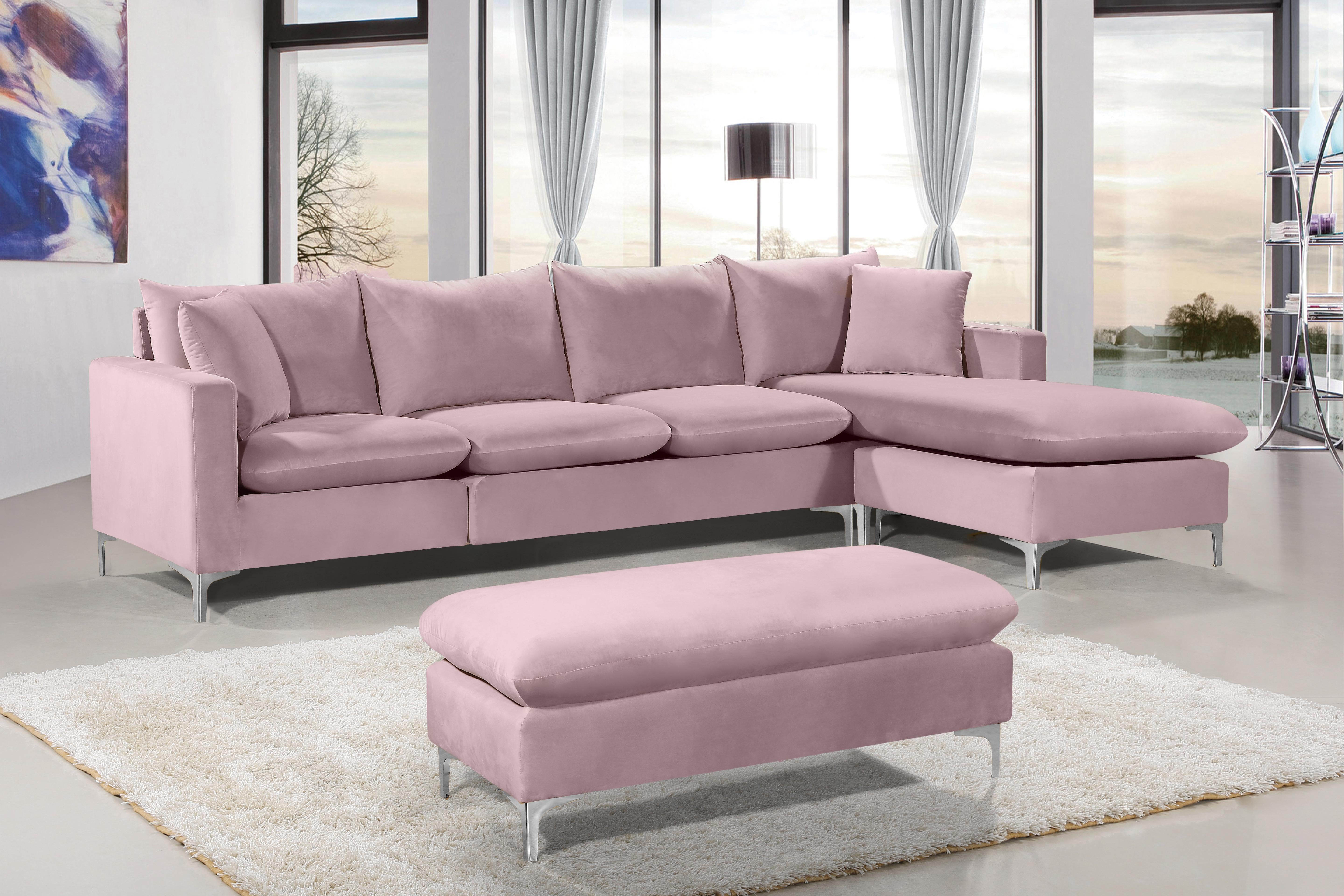 Naomi Pink Velvet 2pc. Reversible Sectional