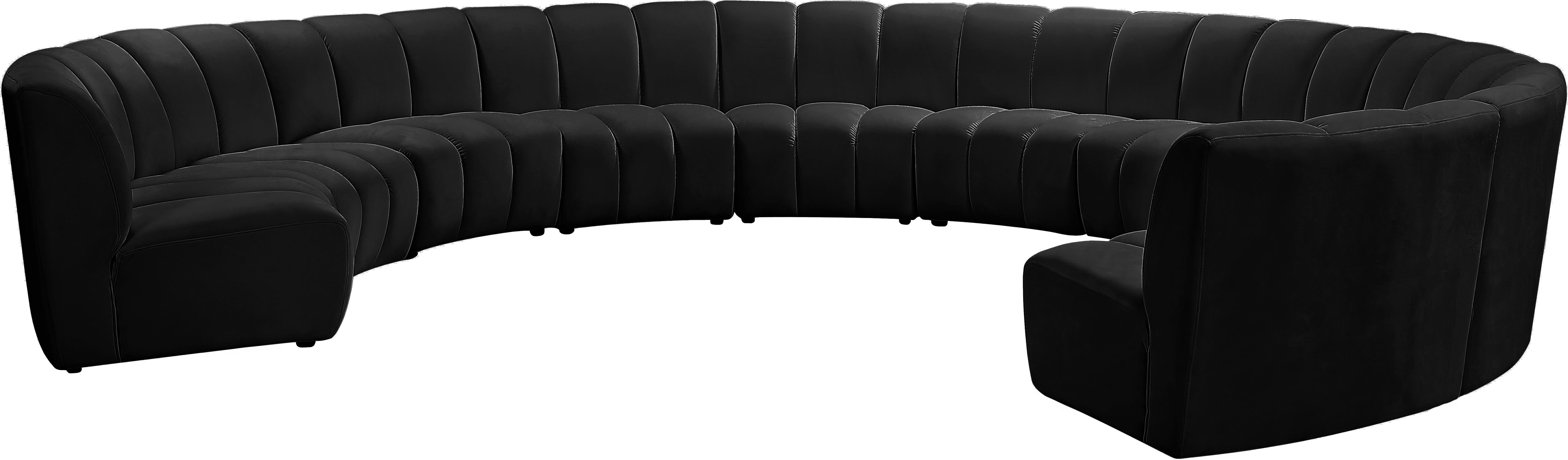 Infinity Black Velvet 10pc. Modular Sectional