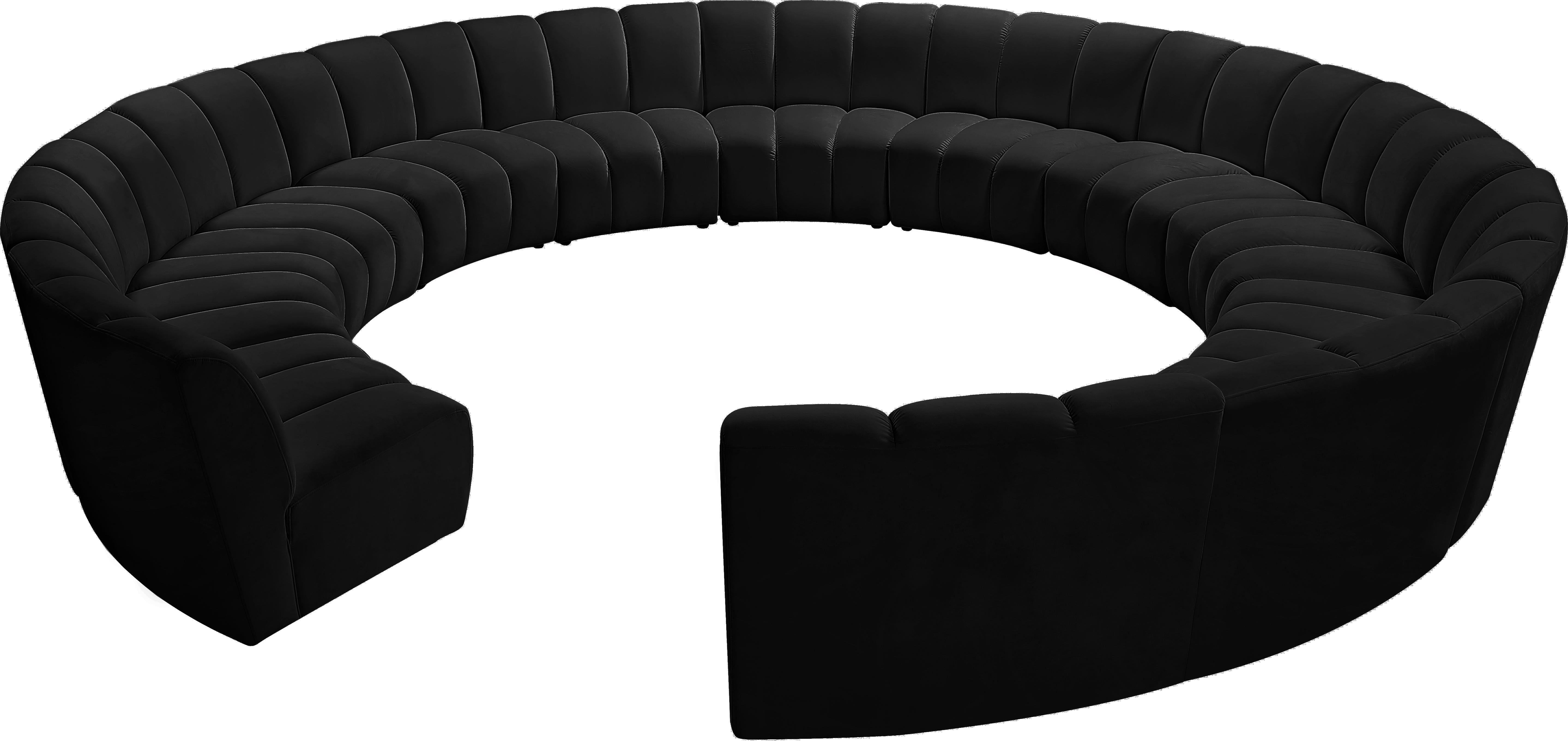 Infinity Black Velvet 12pc. Modular Sectional