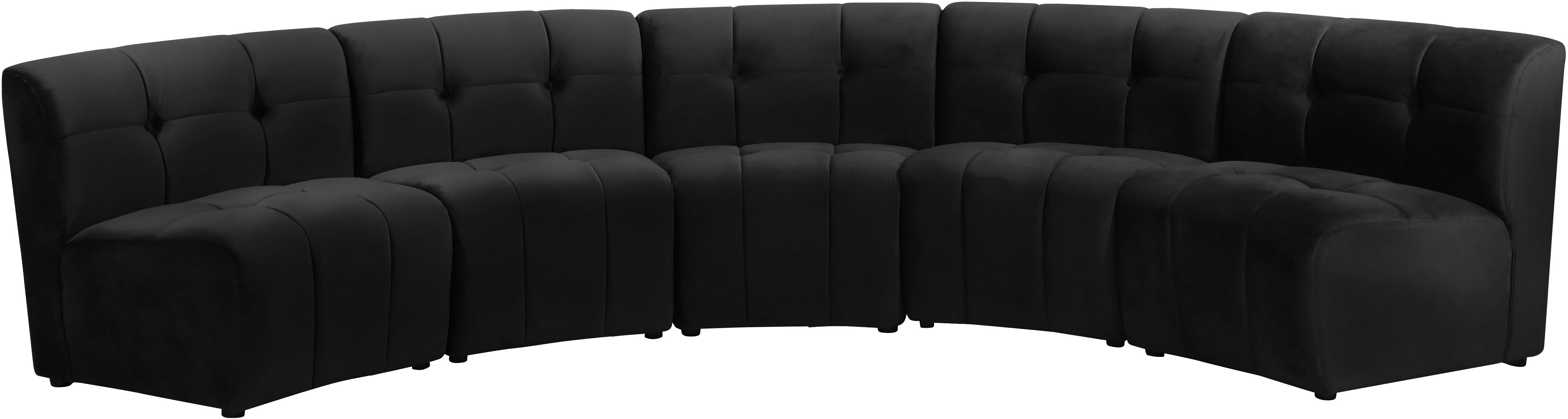 Limitless Black Velvet 5pc. Modular Sectional image