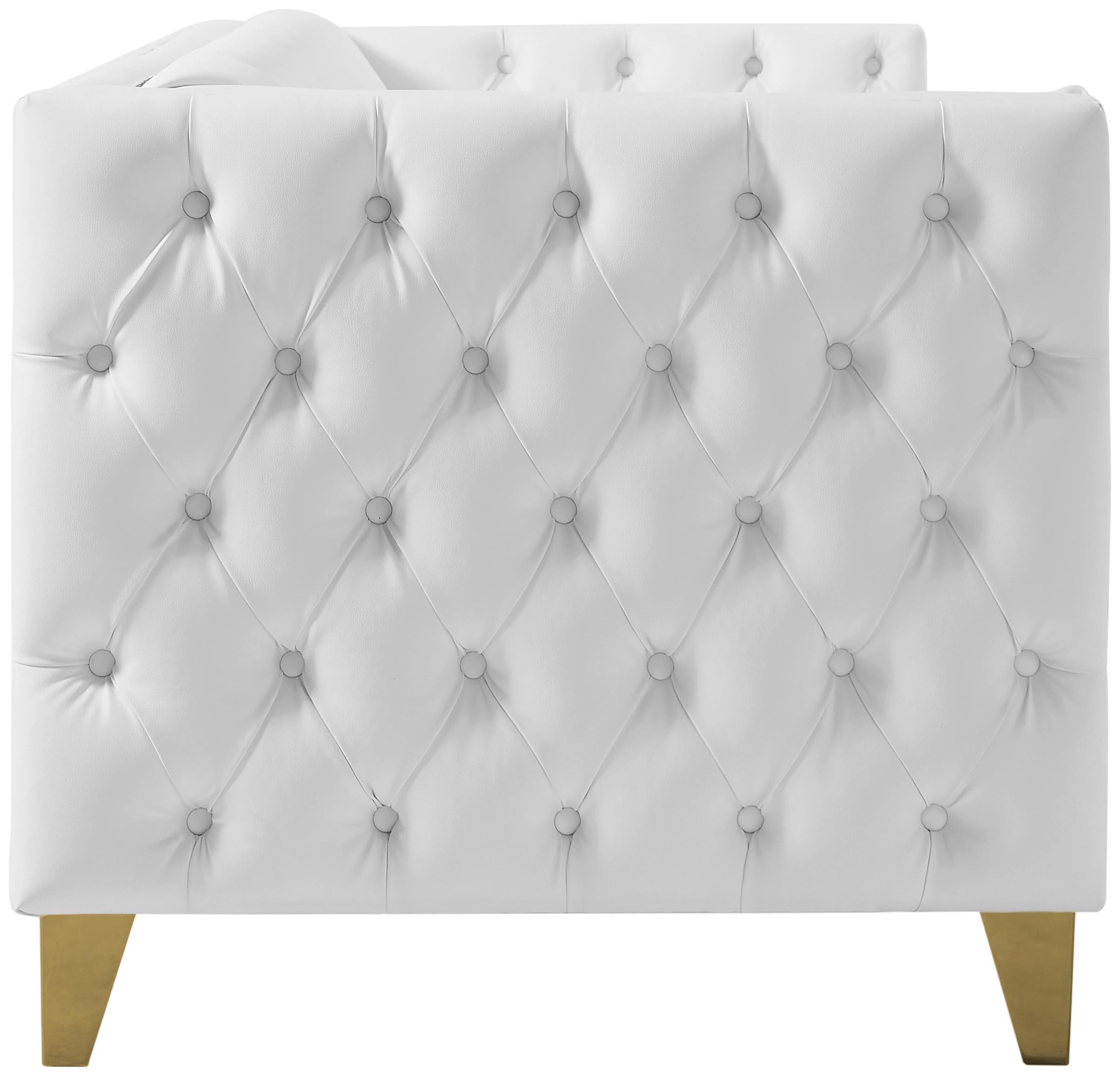 Michelle White Faux Leather Sofa