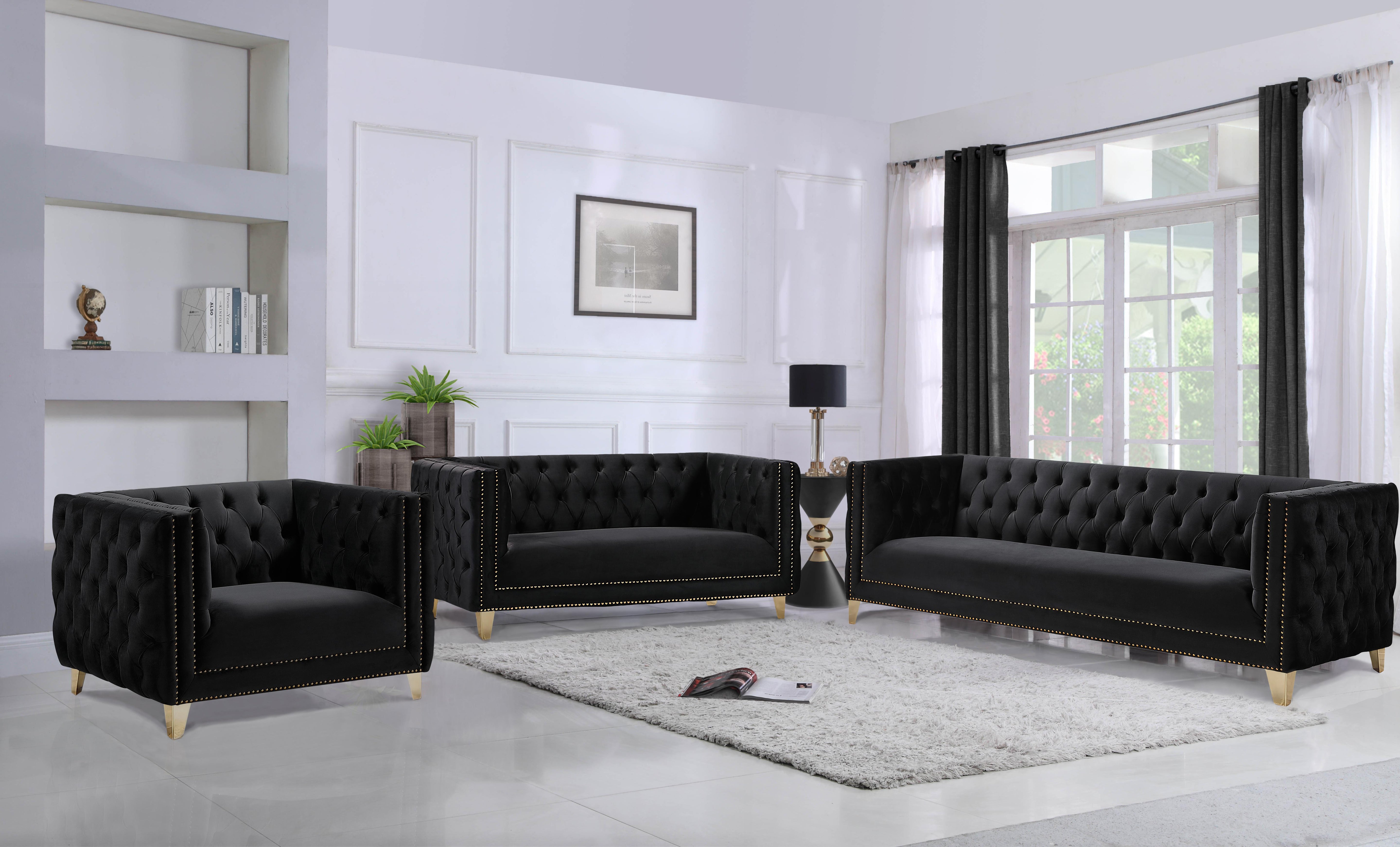 Michelle Black Velvet Sofa