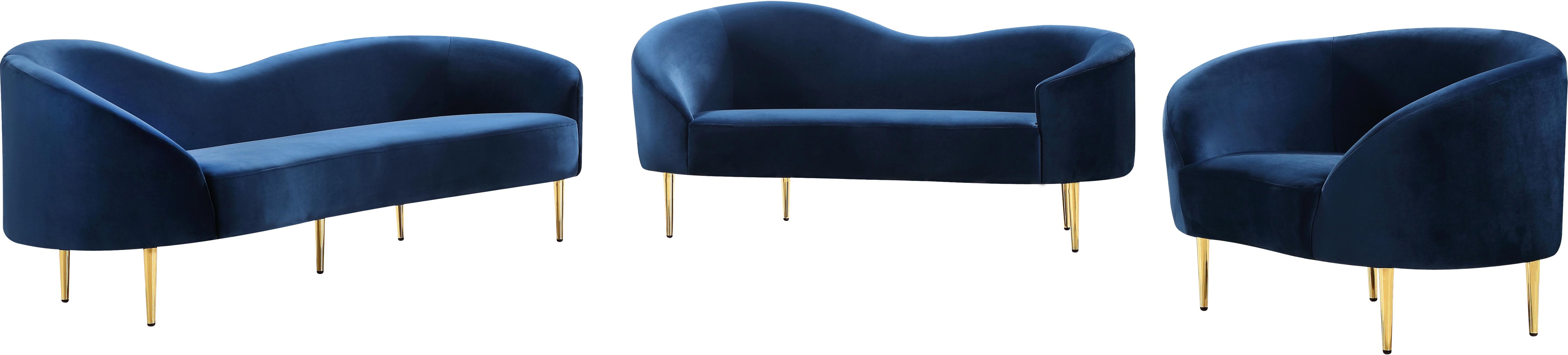 Ritz Navy Velvet Loveseat