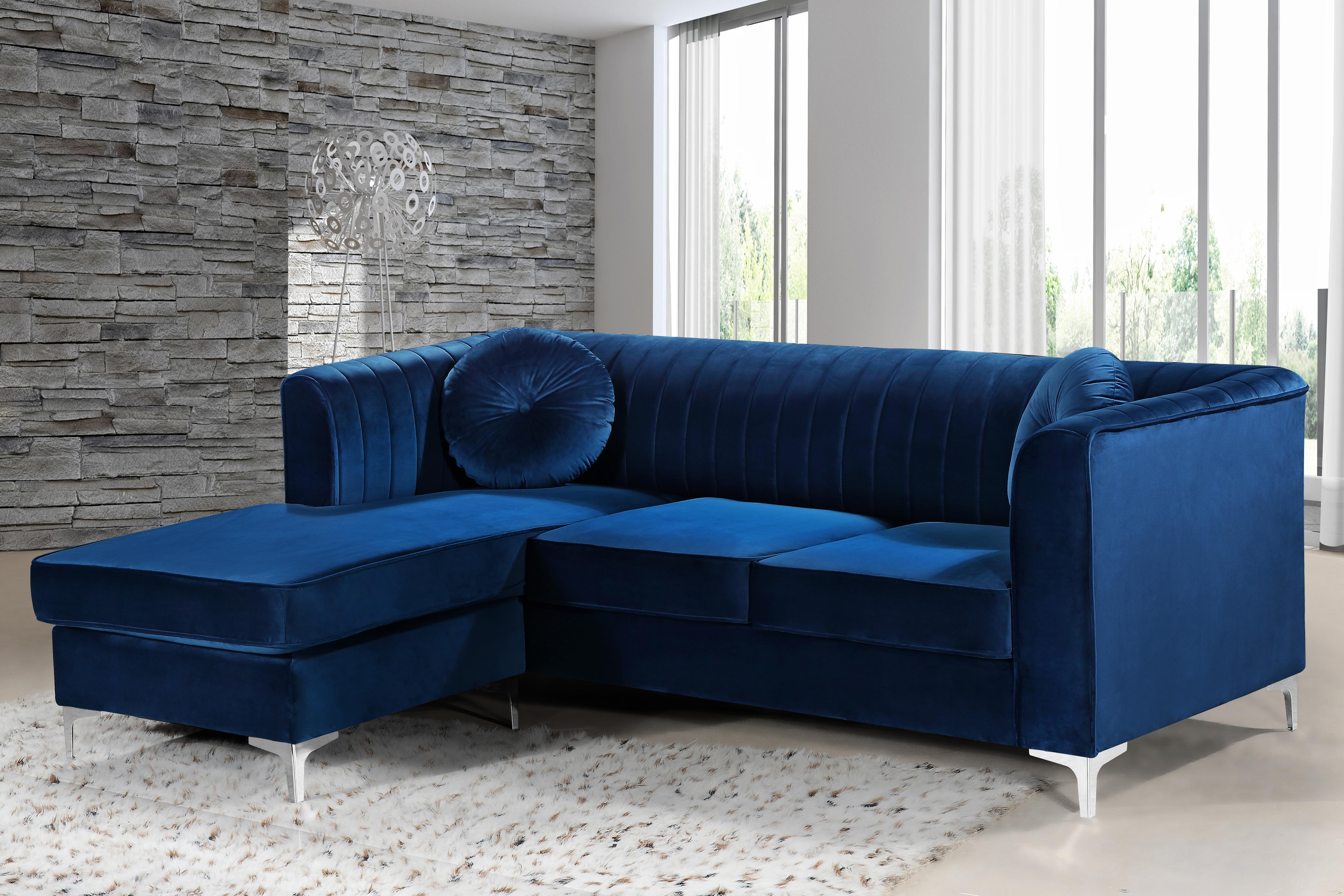 Eliana Navy Velvet 2pc. Reversible Sectional