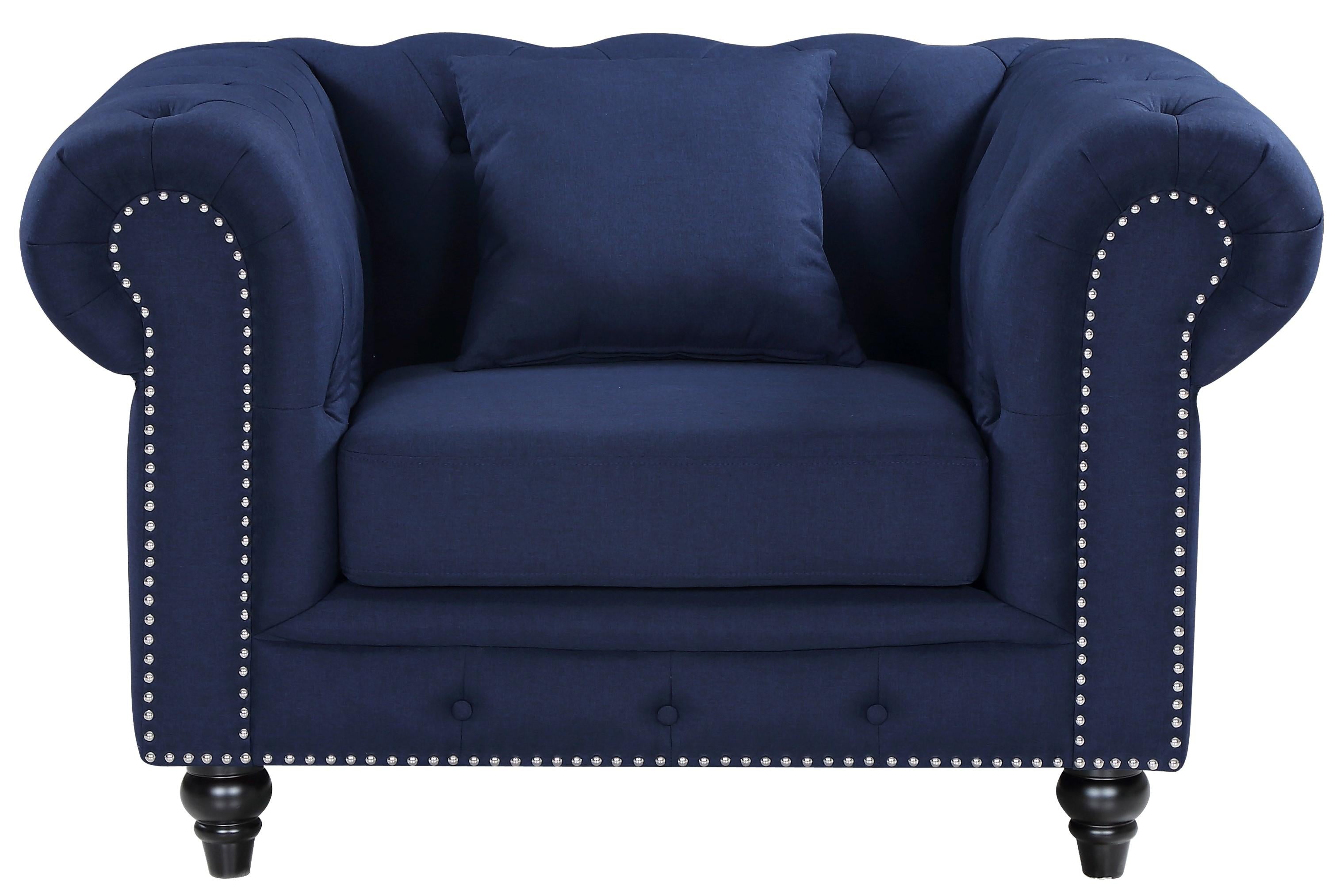 Chesterfield Navy Linen Chair image