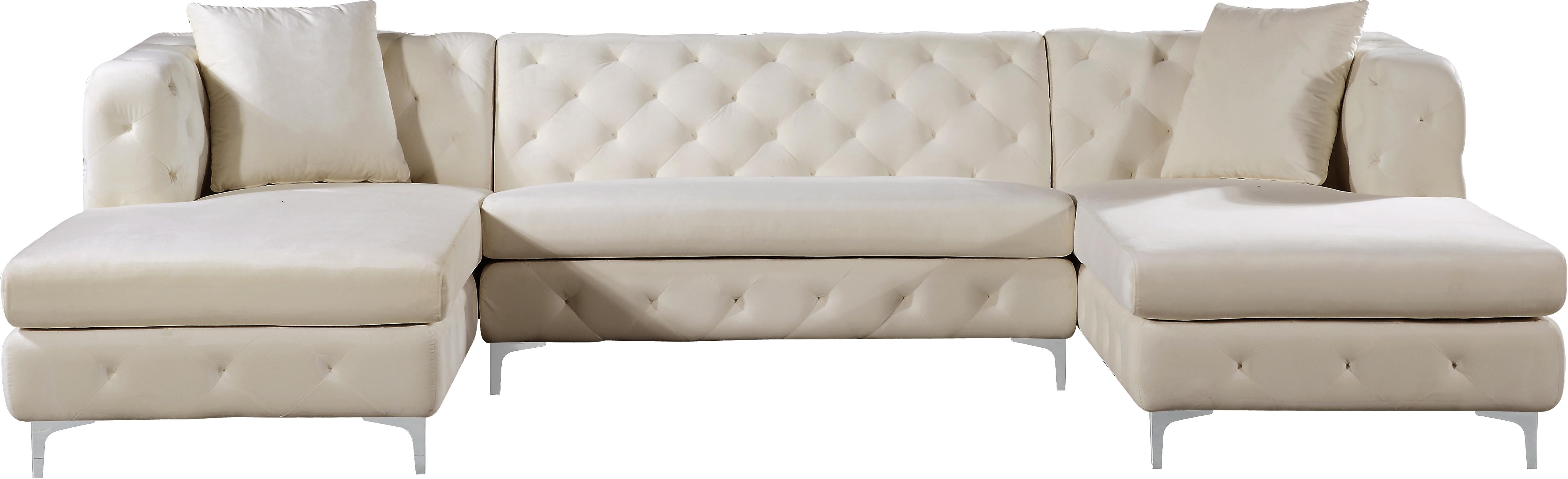 Gail Cream Velvet 3pc. Sectional