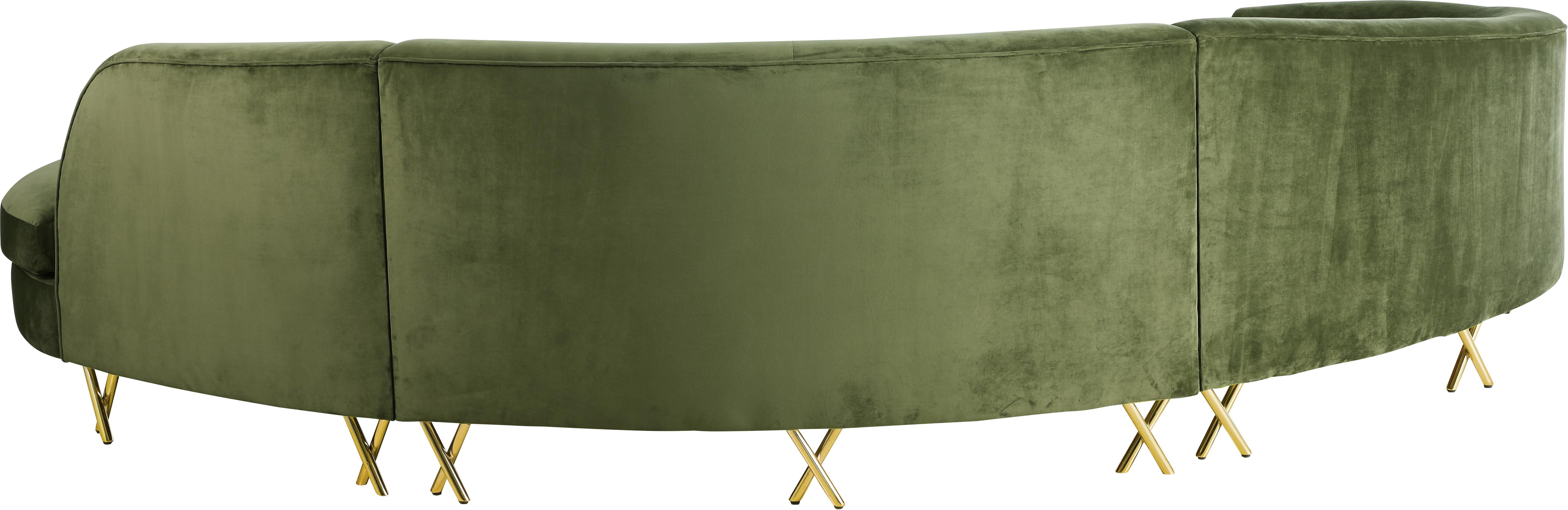 Serpentine Olive Velvet 3pc. Sectional