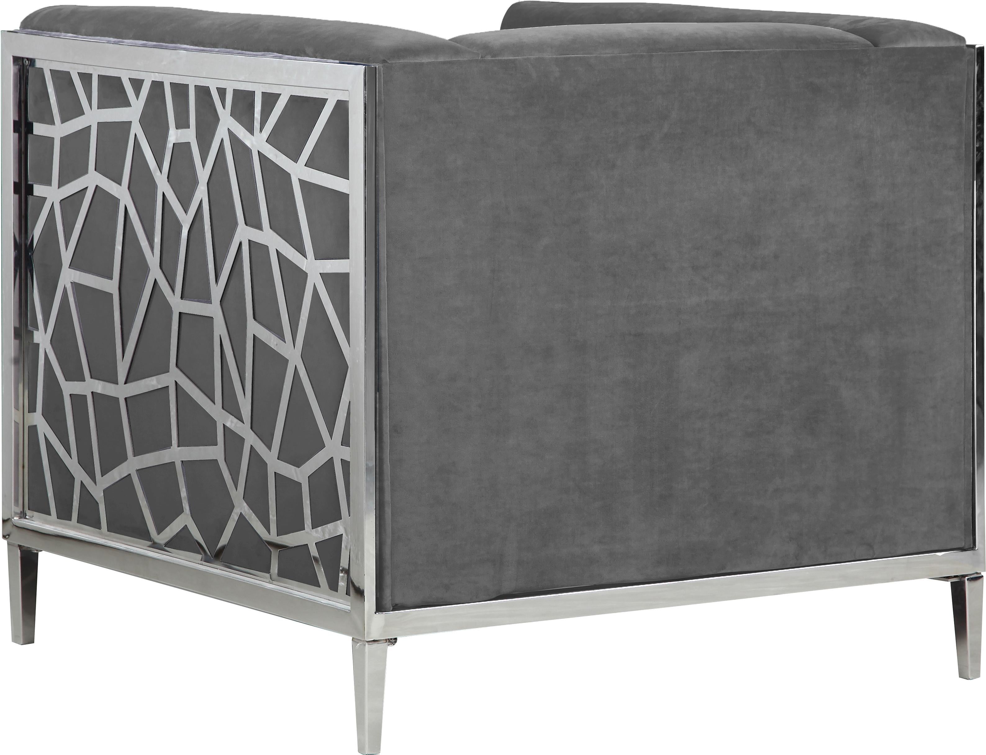 Opal Grey Velvet Chair