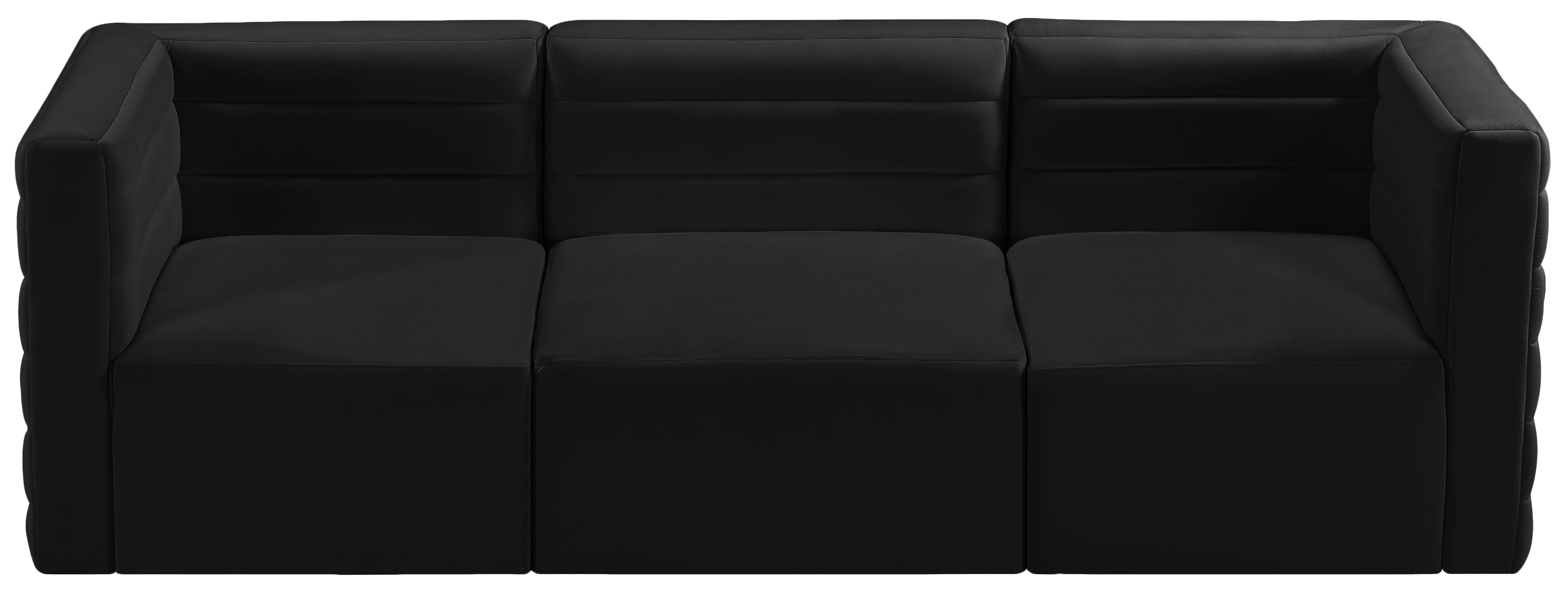 Quincy Black Velvet Modular Sofa