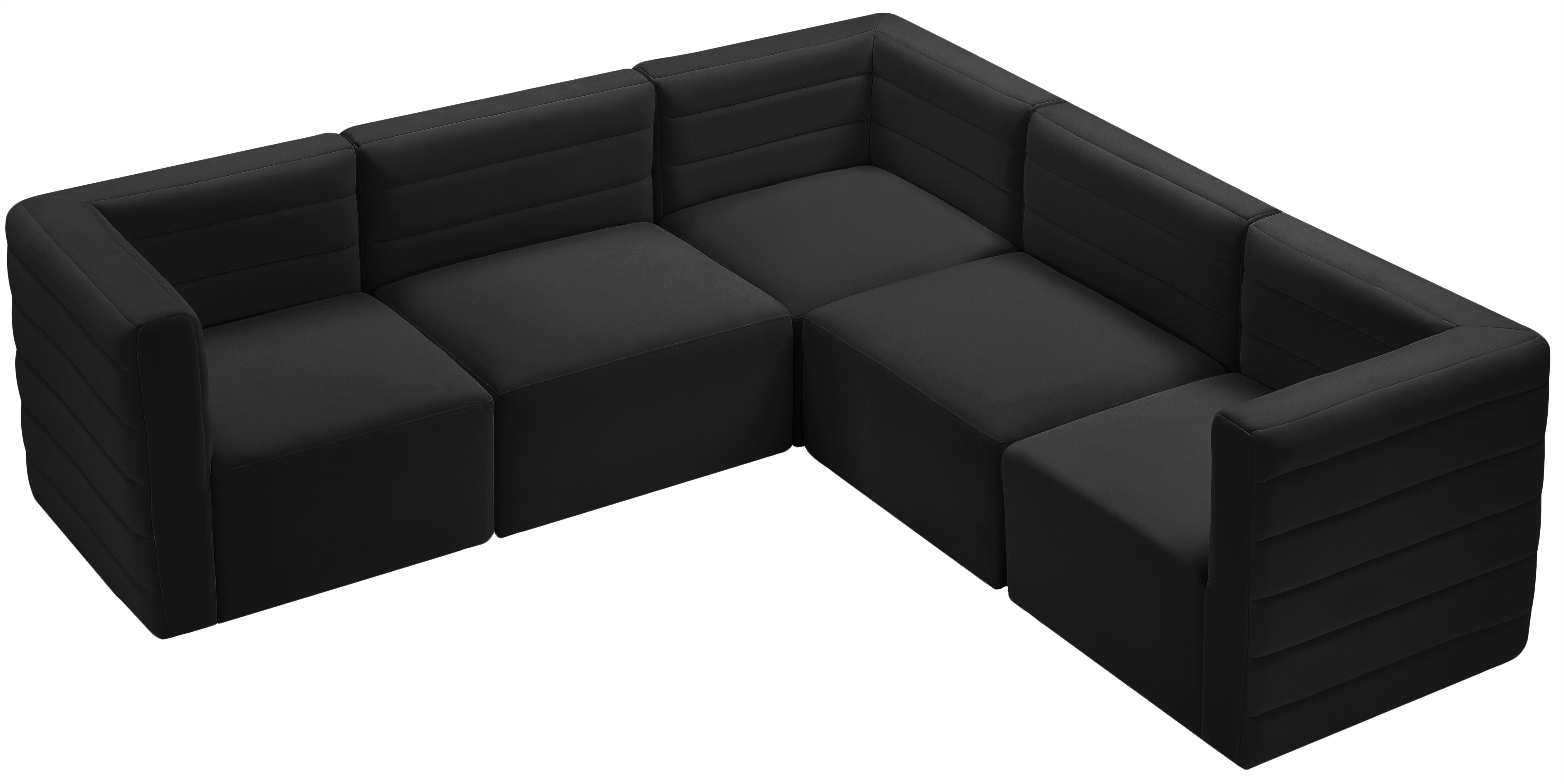 Quincy Black Velvet Modular Sectional