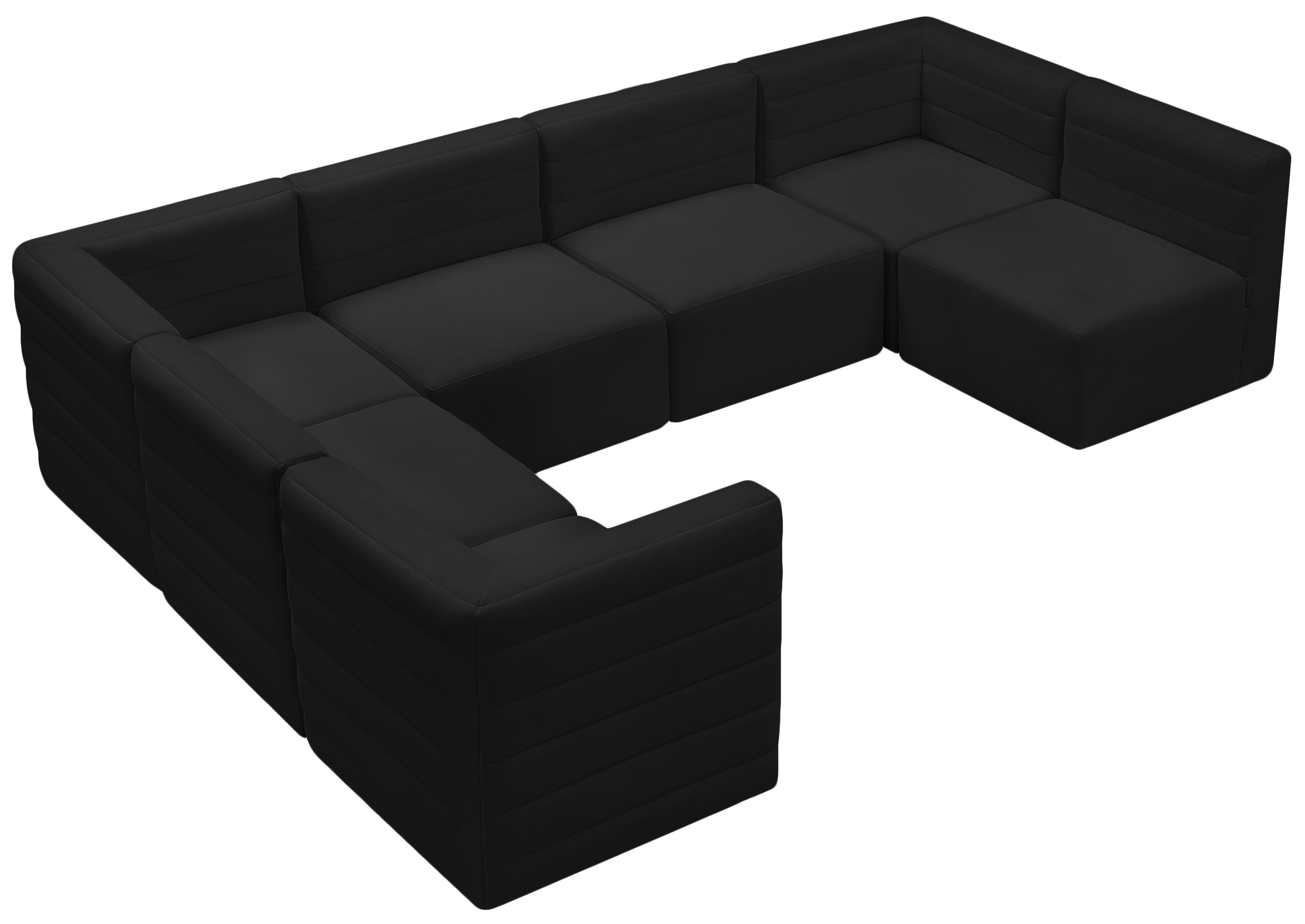 Quincy Black Velvet Modular Sectional