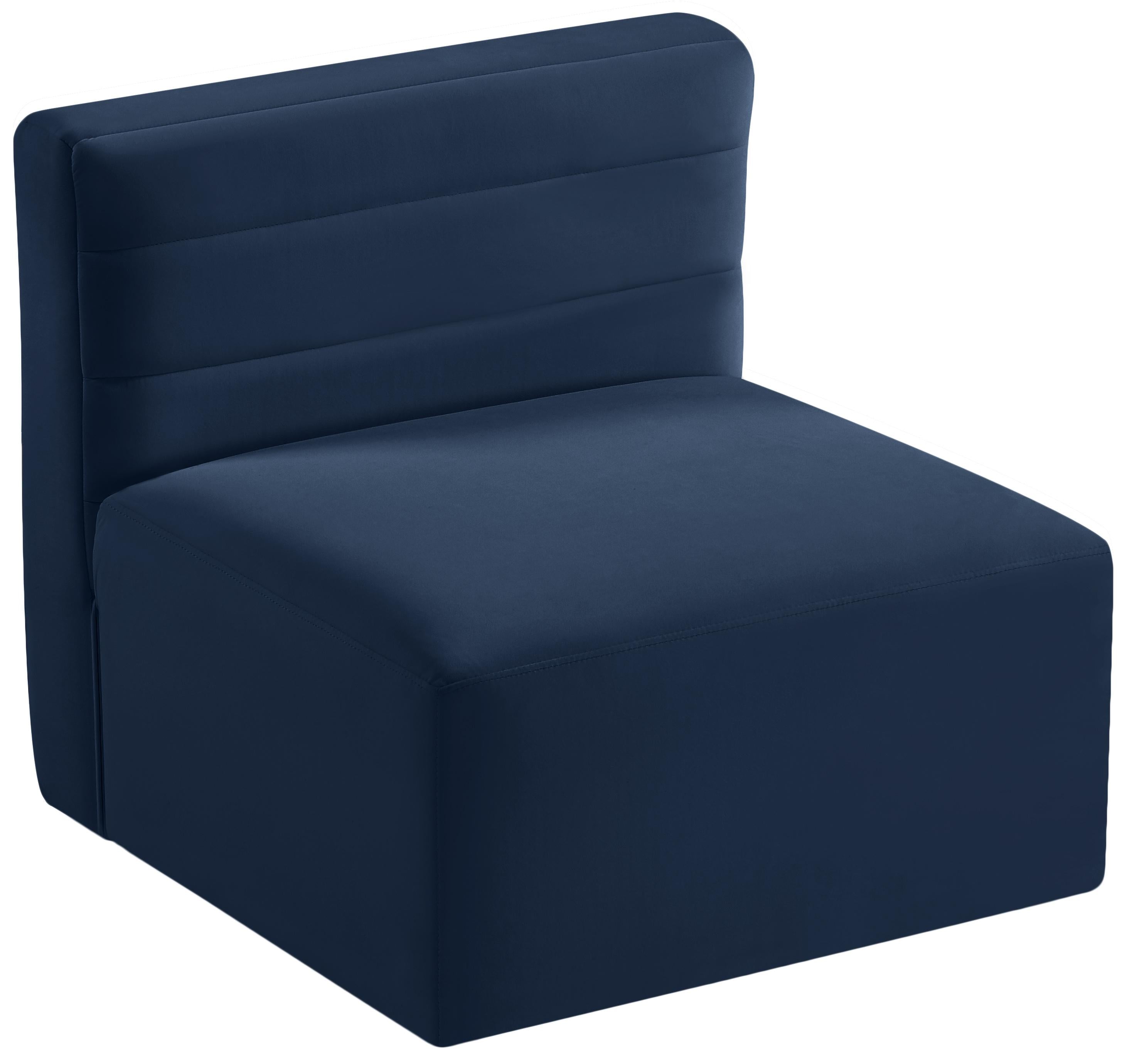 Quincy Navy Velvet Modular Armless Chair