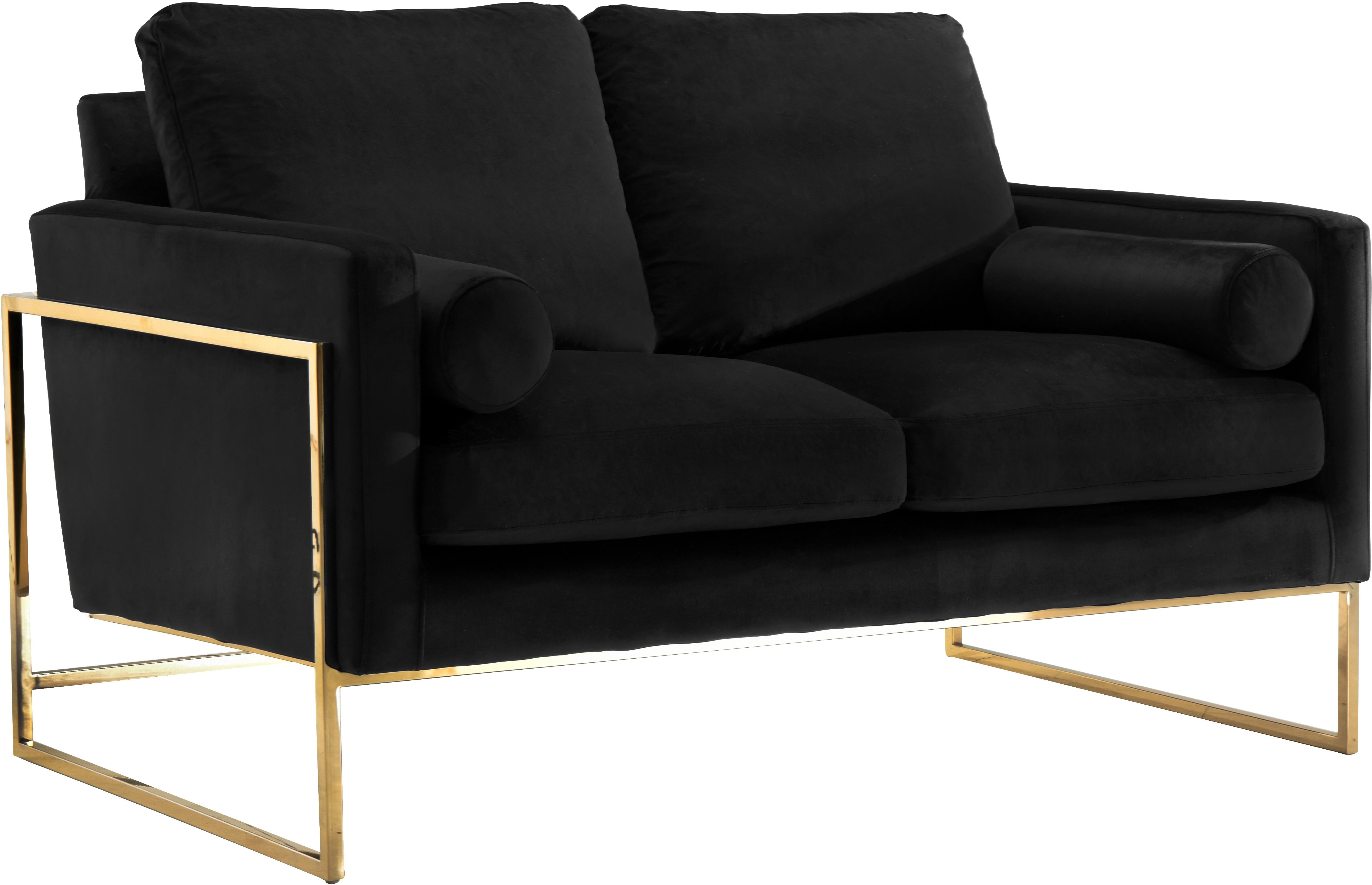 Mila Black Velvet Loveseat image