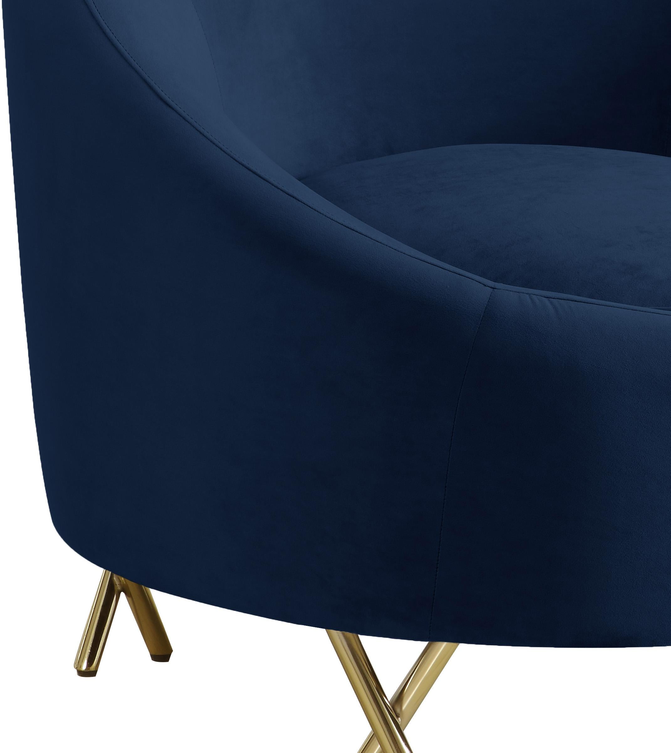 Serpentine Navy Velvet Chair