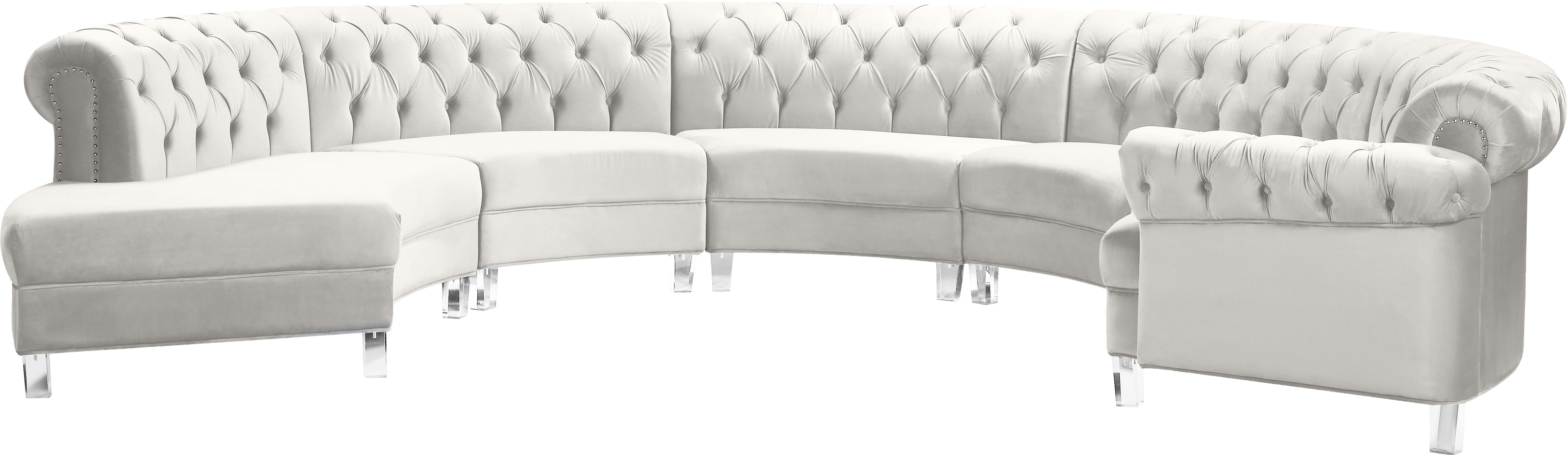 Anabella Cream Velvet 5pc. Sectional image