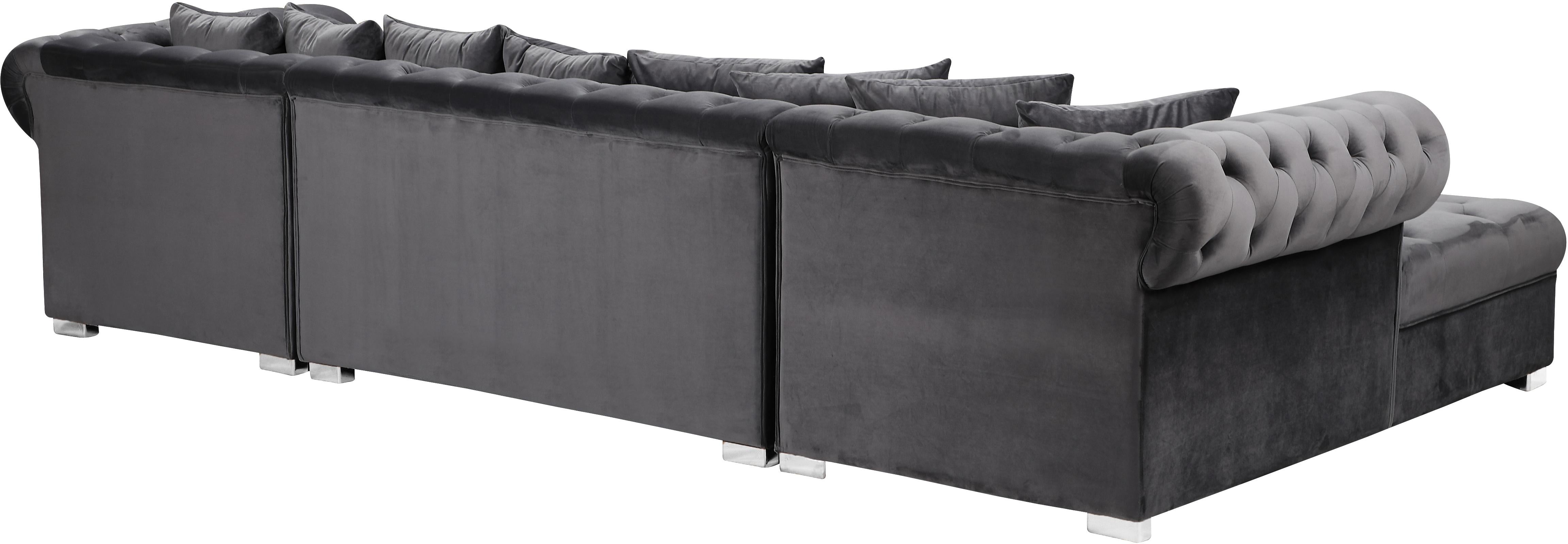 Presley Grey Velvet 3pc. Sectional