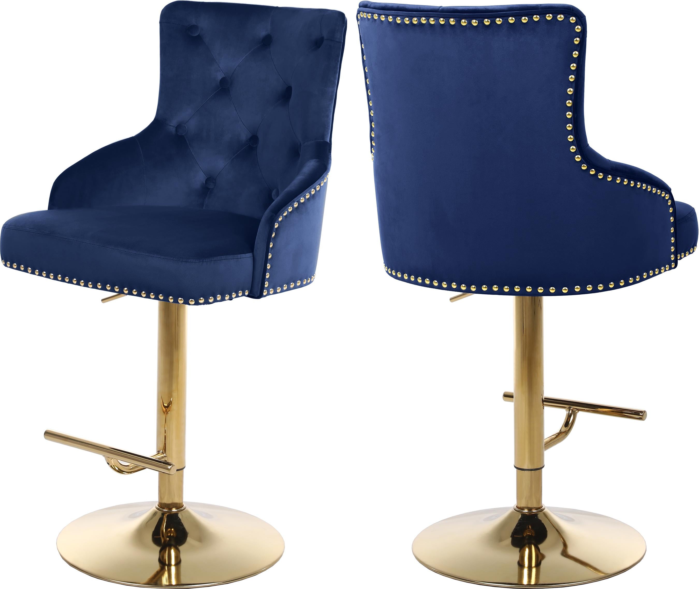 Claude Navy Velvet Adjustable Stool