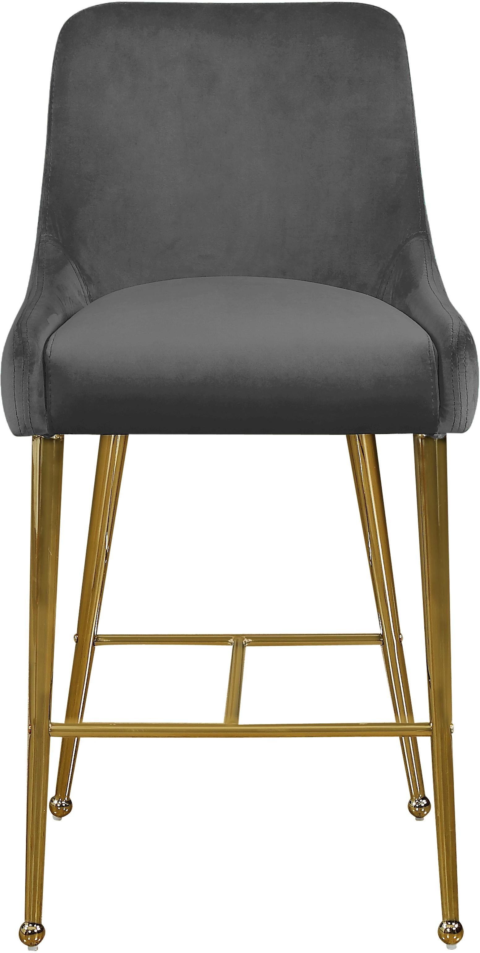 Owen Grey Velvet Stool