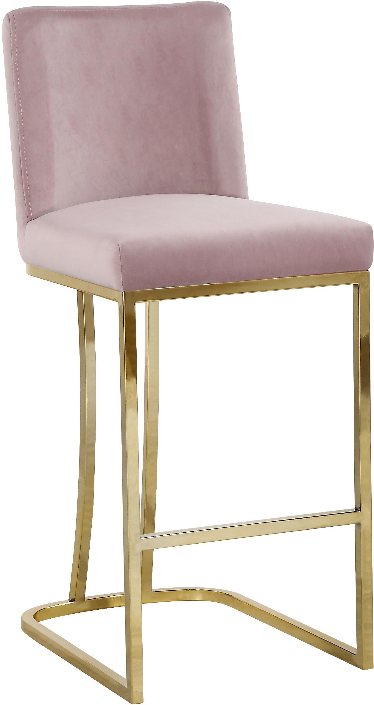 Heidi Pink Velvet Stool