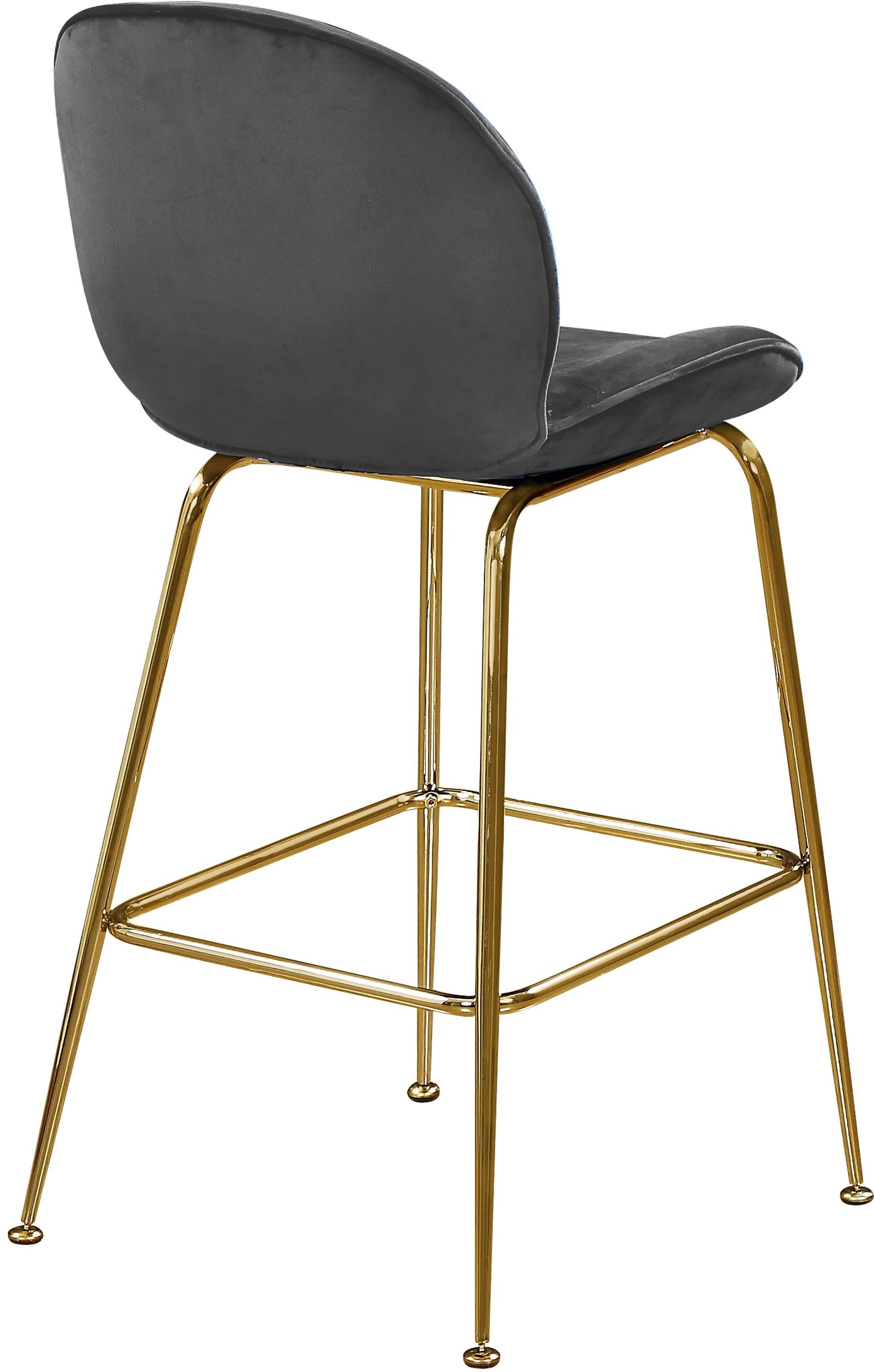 Paris Grey Velvet Stool