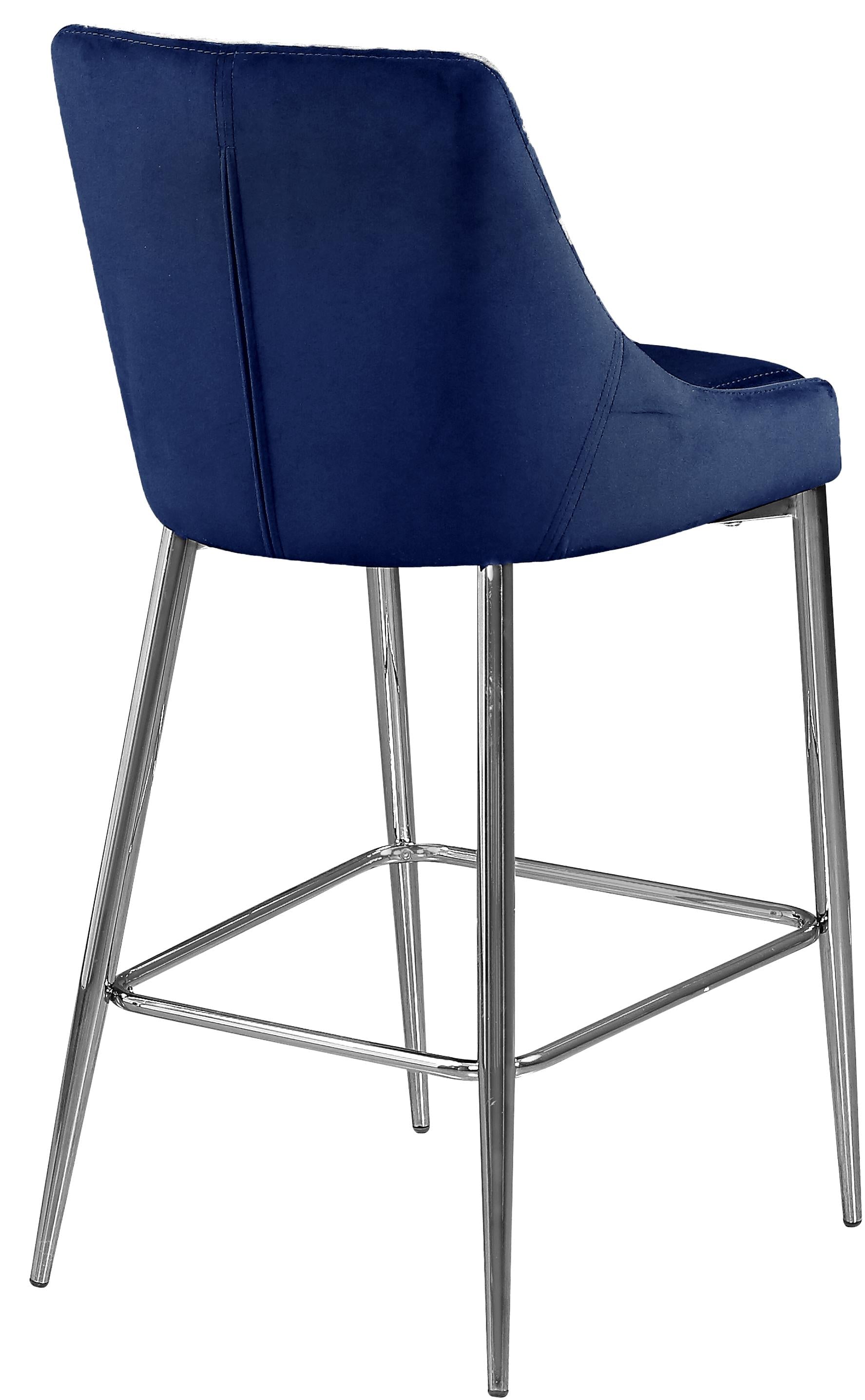 Karina Navy Velvet Stool