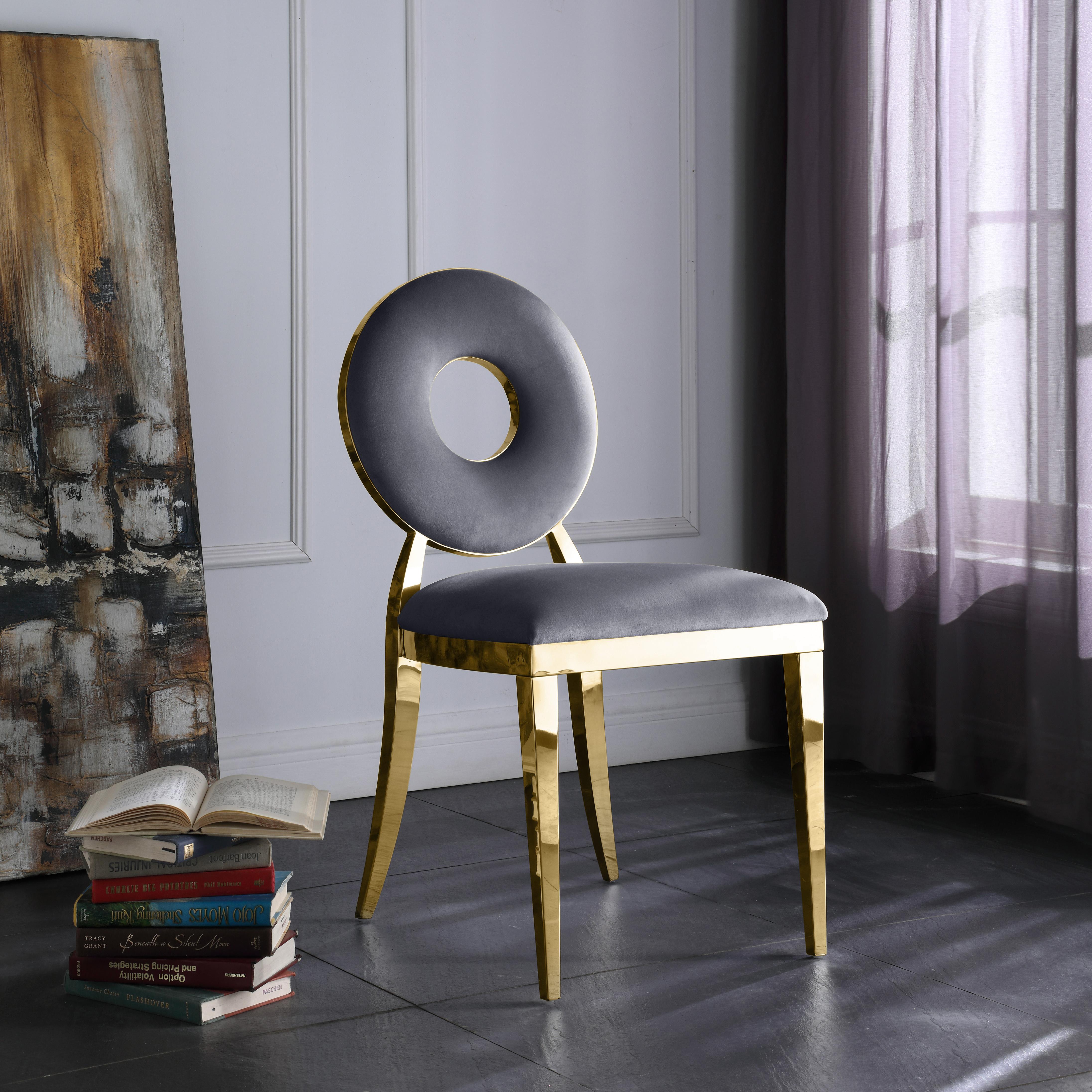 Carousel Grey Velvet Dining Chair