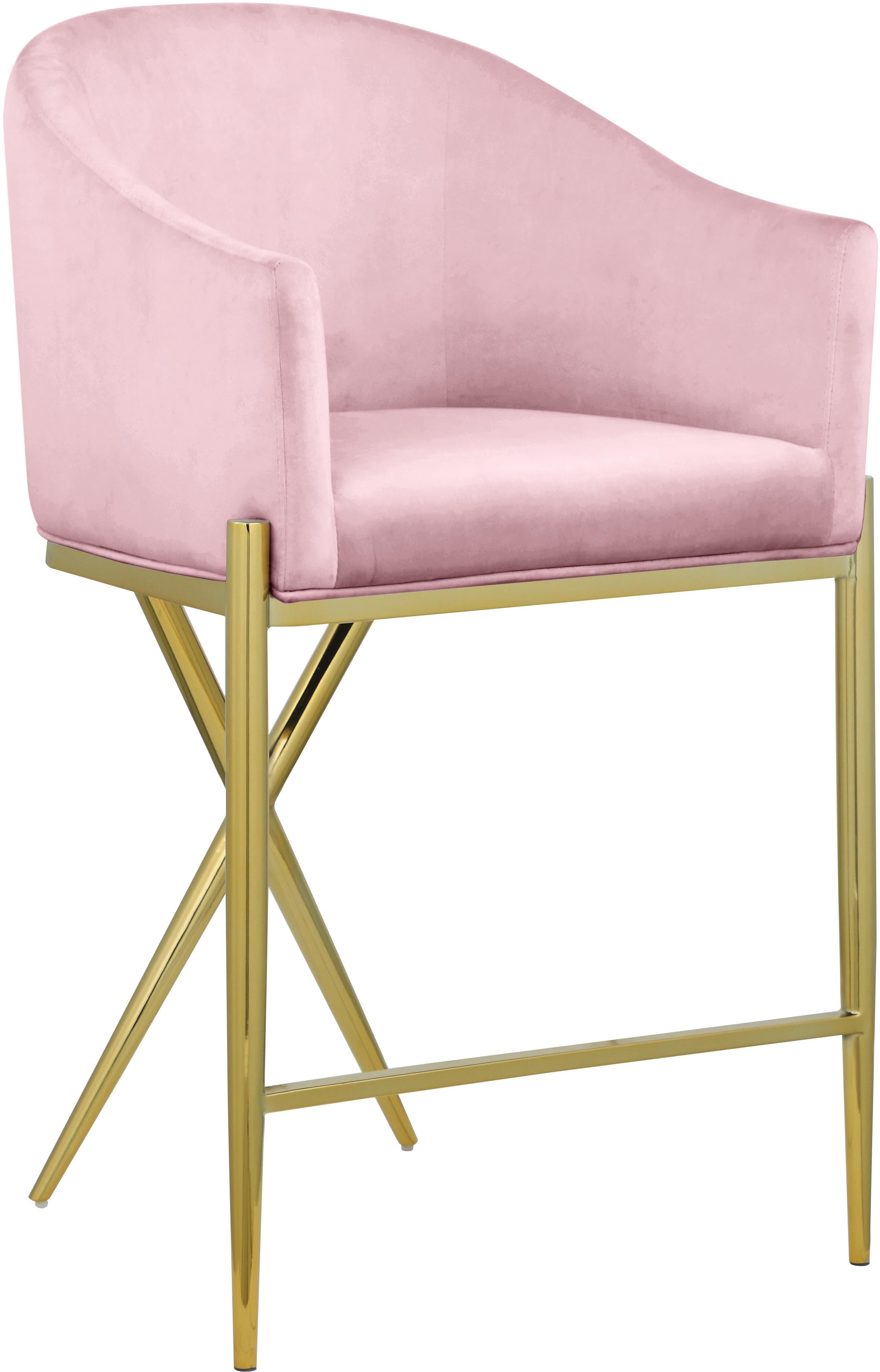 Xavier Pink Velvet Counter Stool