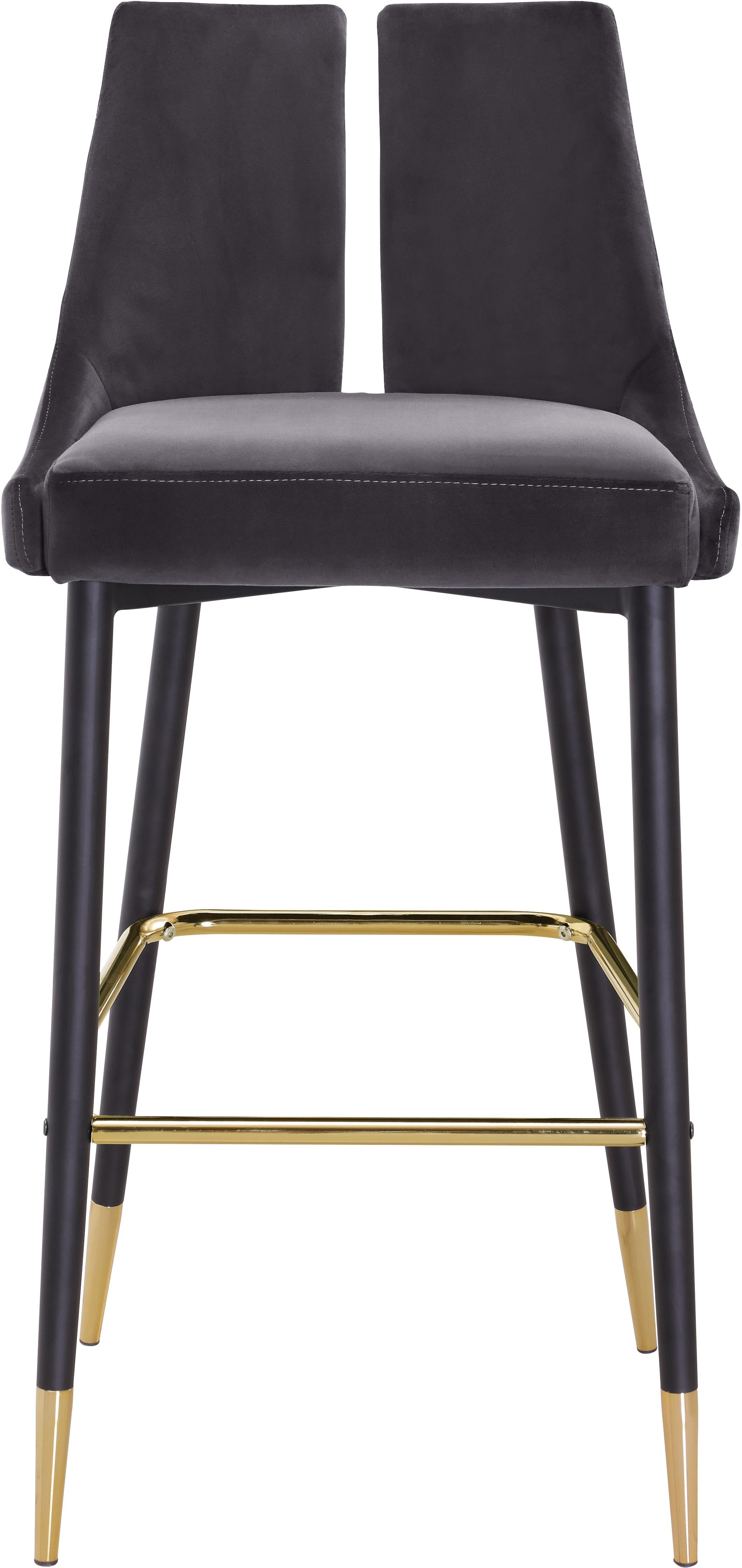 Sleek Grey Velvet Stool