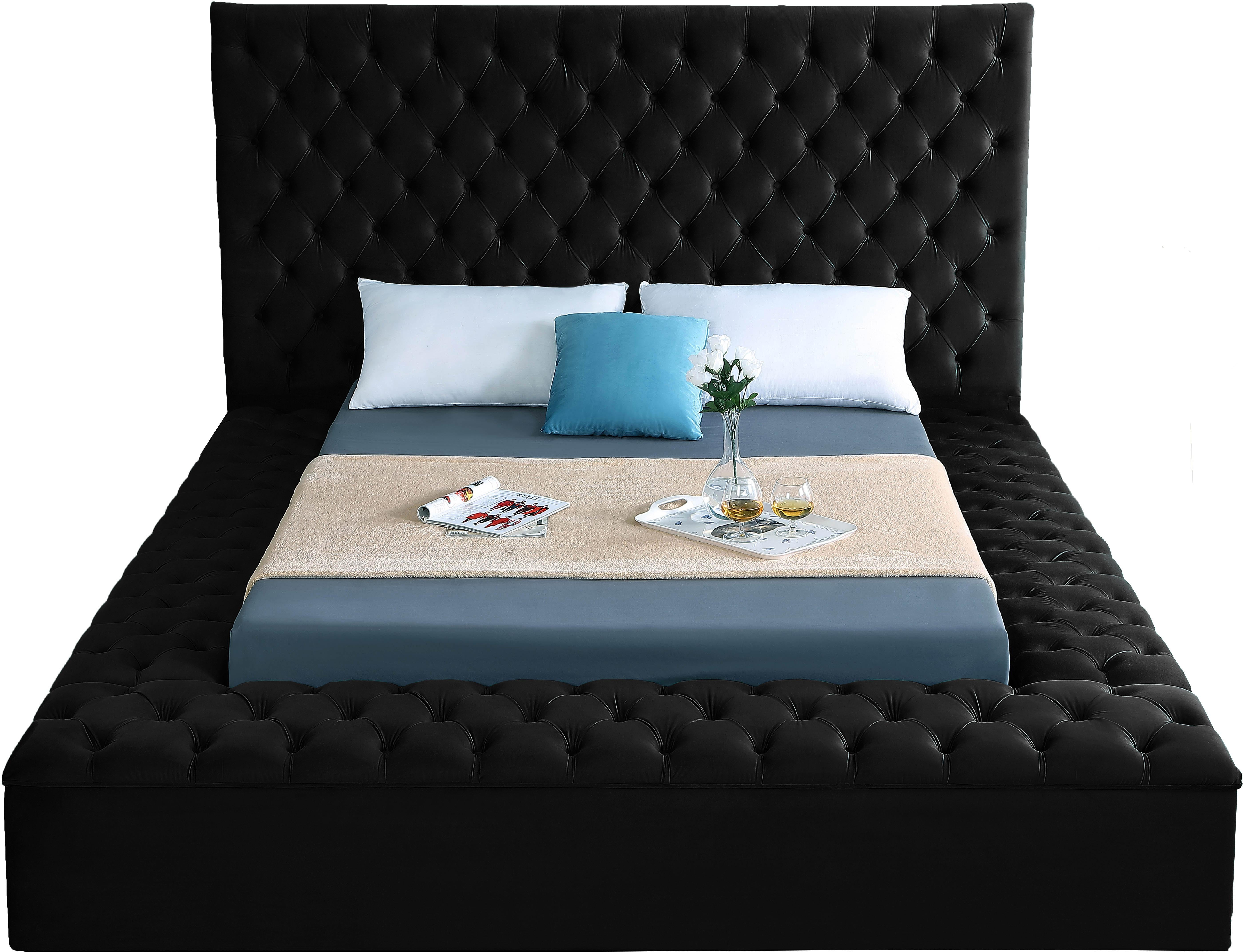 Bliss Black Velvet King Bed (3 Boxes)