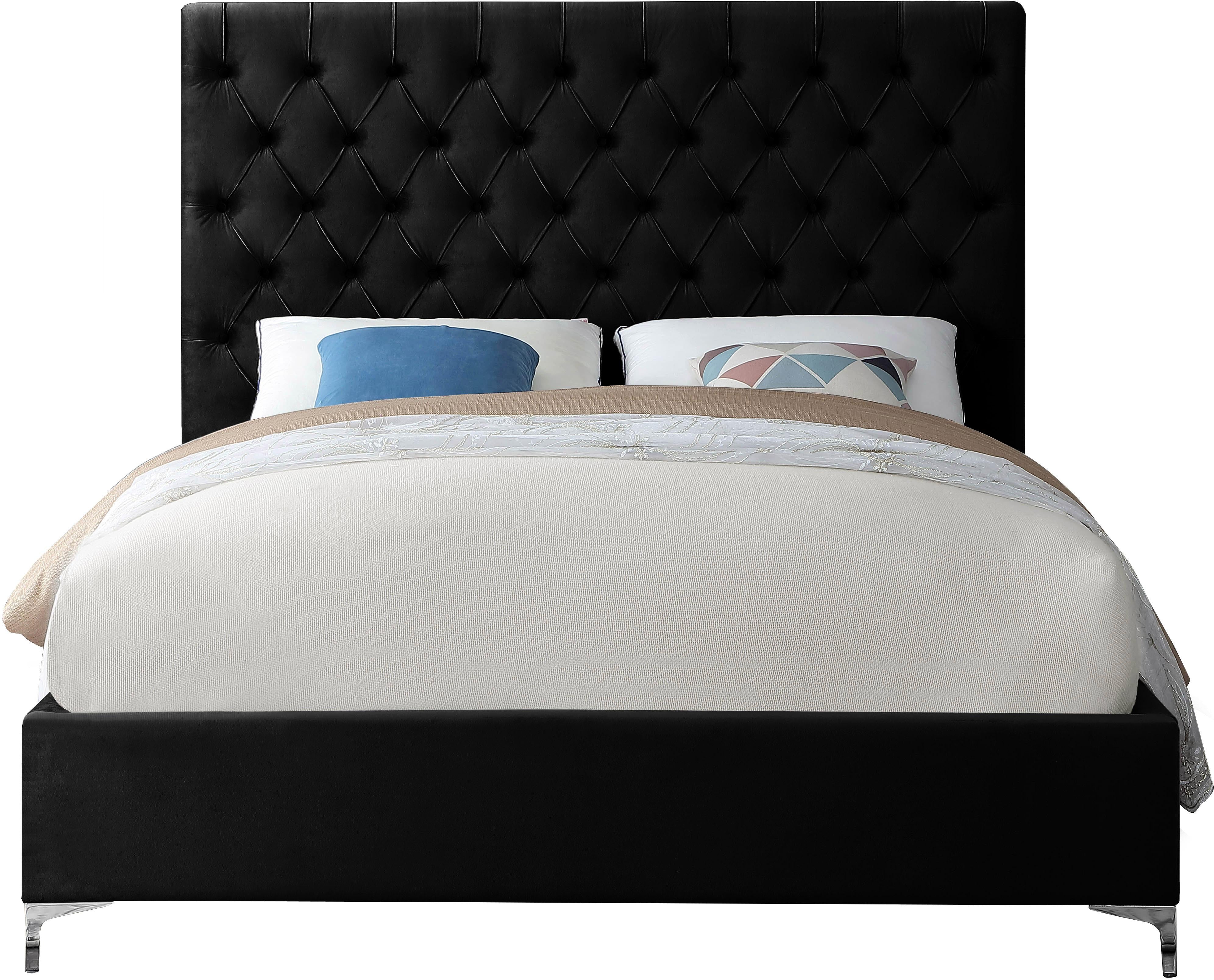 Cruz Black Velvet King Bed