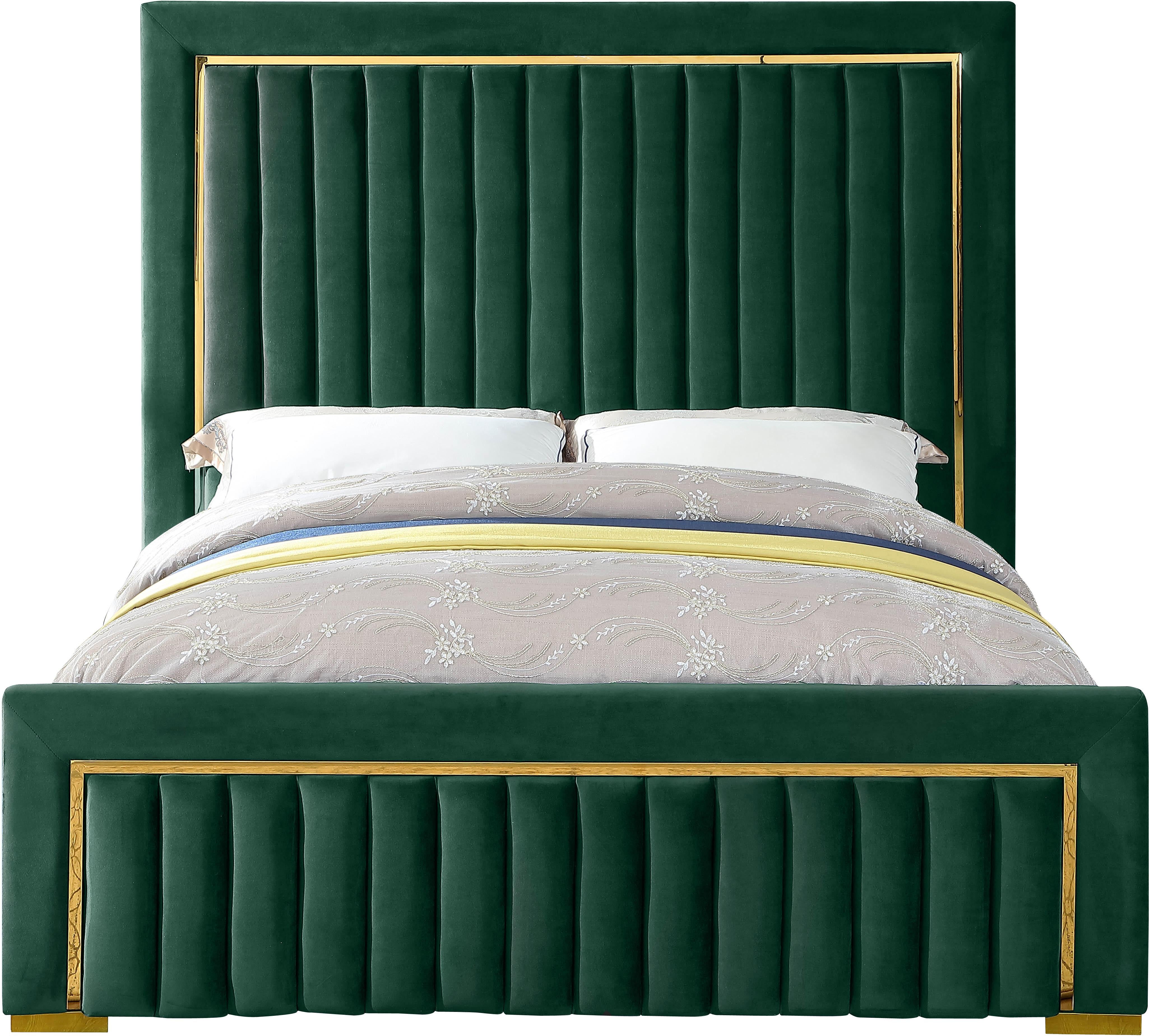 Dolce Green Velvet Queen Bed (3 Boxes)