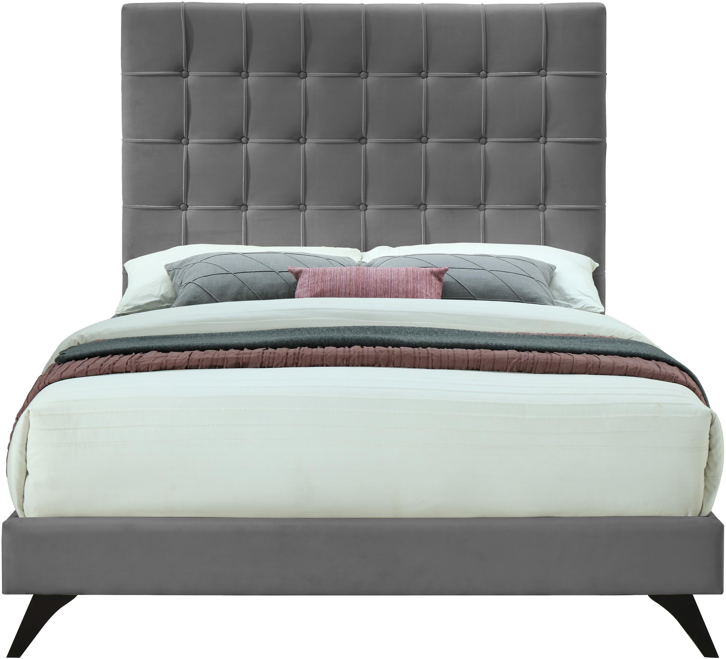 Elly Grey Velvet Full Bed