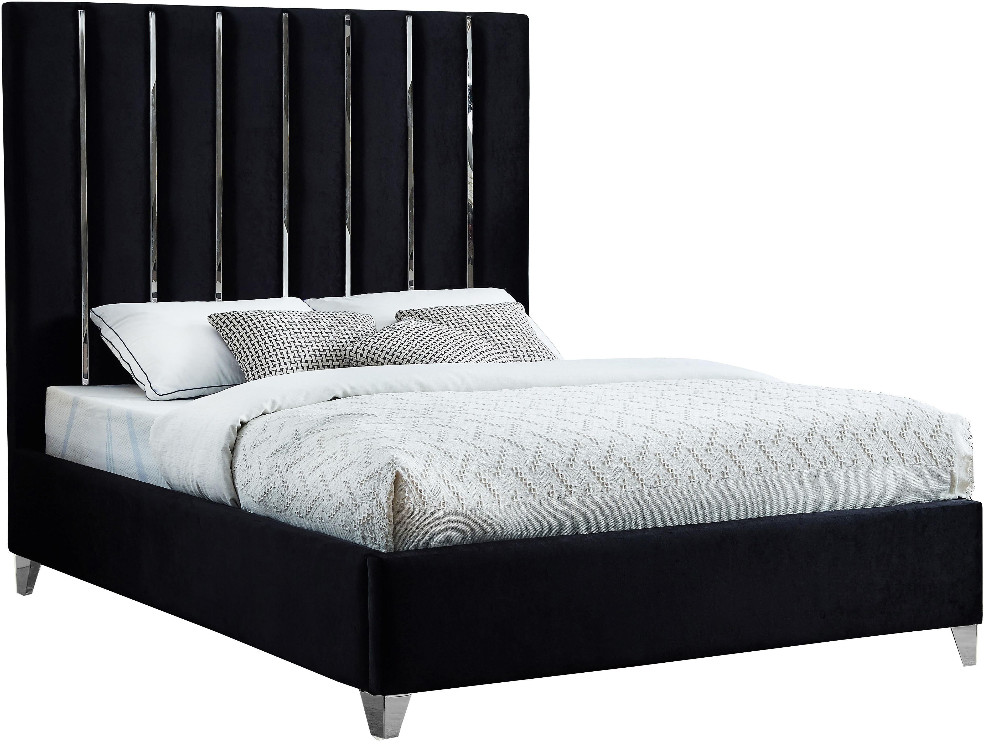 Enzo Black Velvet Full Bed image