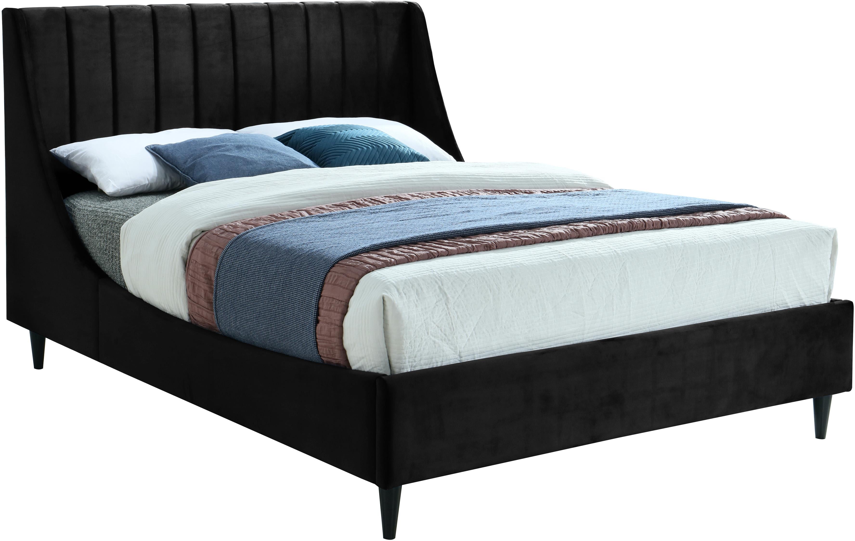 Eva Black Velvet Queen Bed image