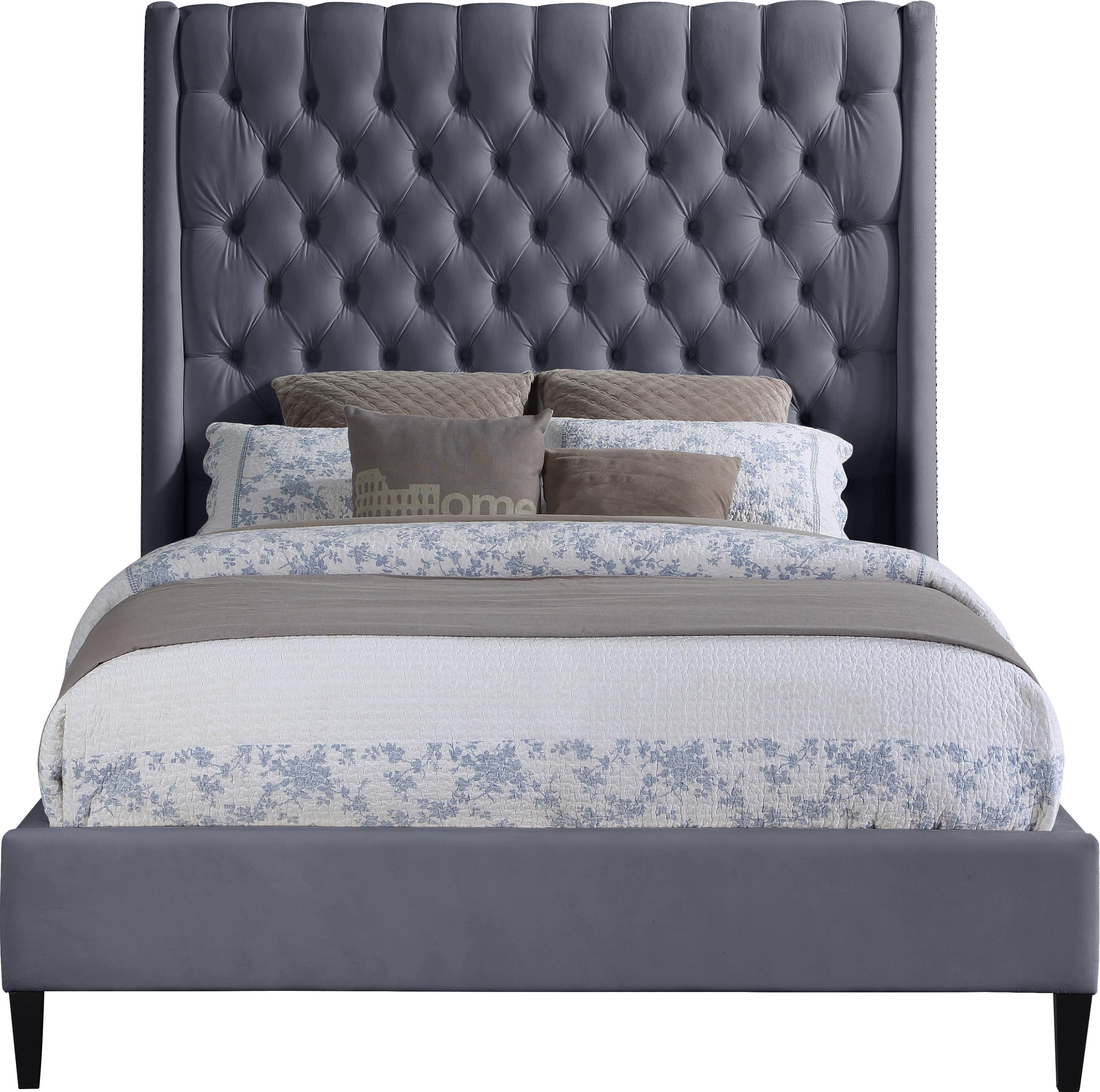 Fritz Grey Velvet King Bed