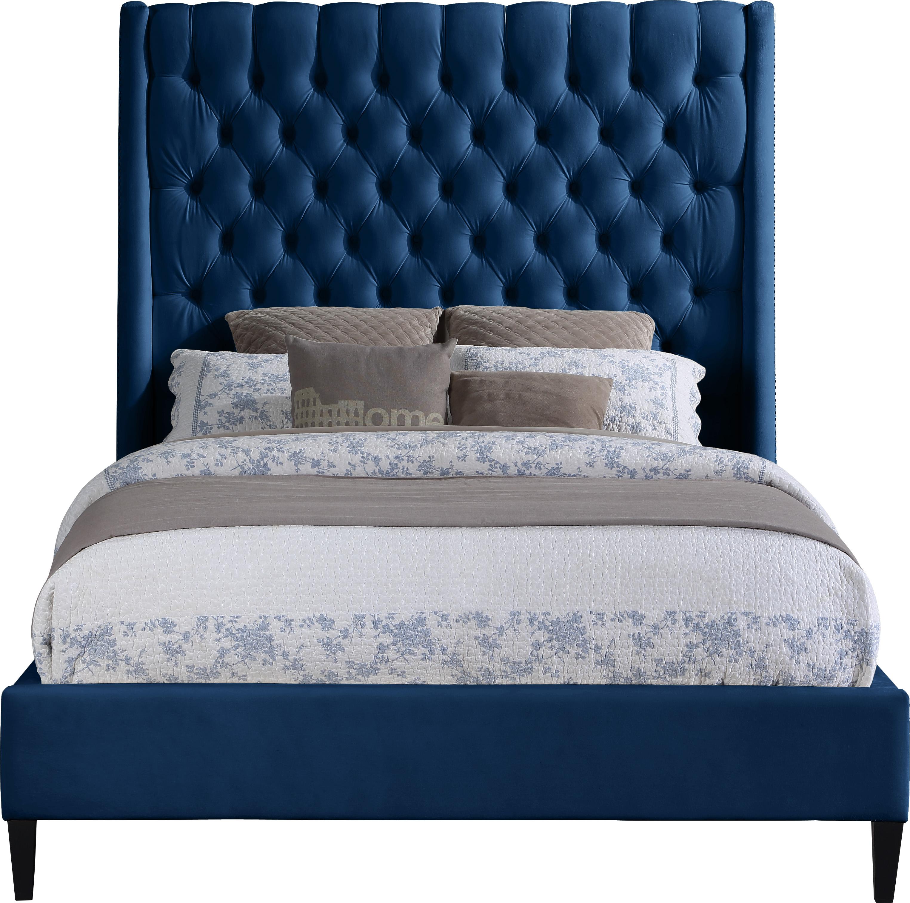 Fritz Navy Velvet King Bed