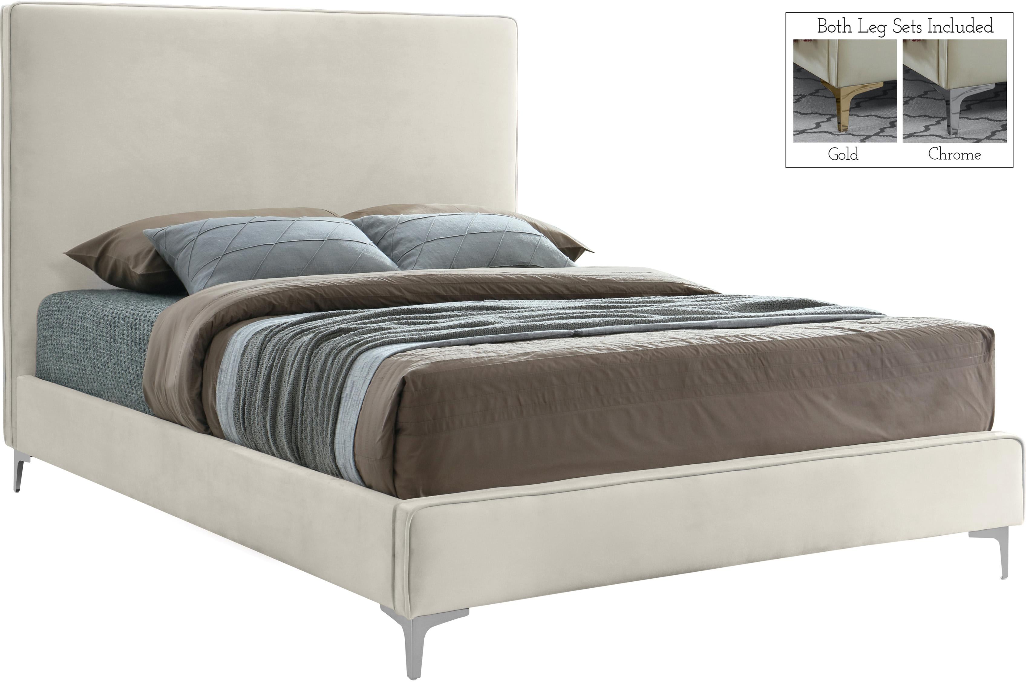 Geri Cream Velvet King Bed