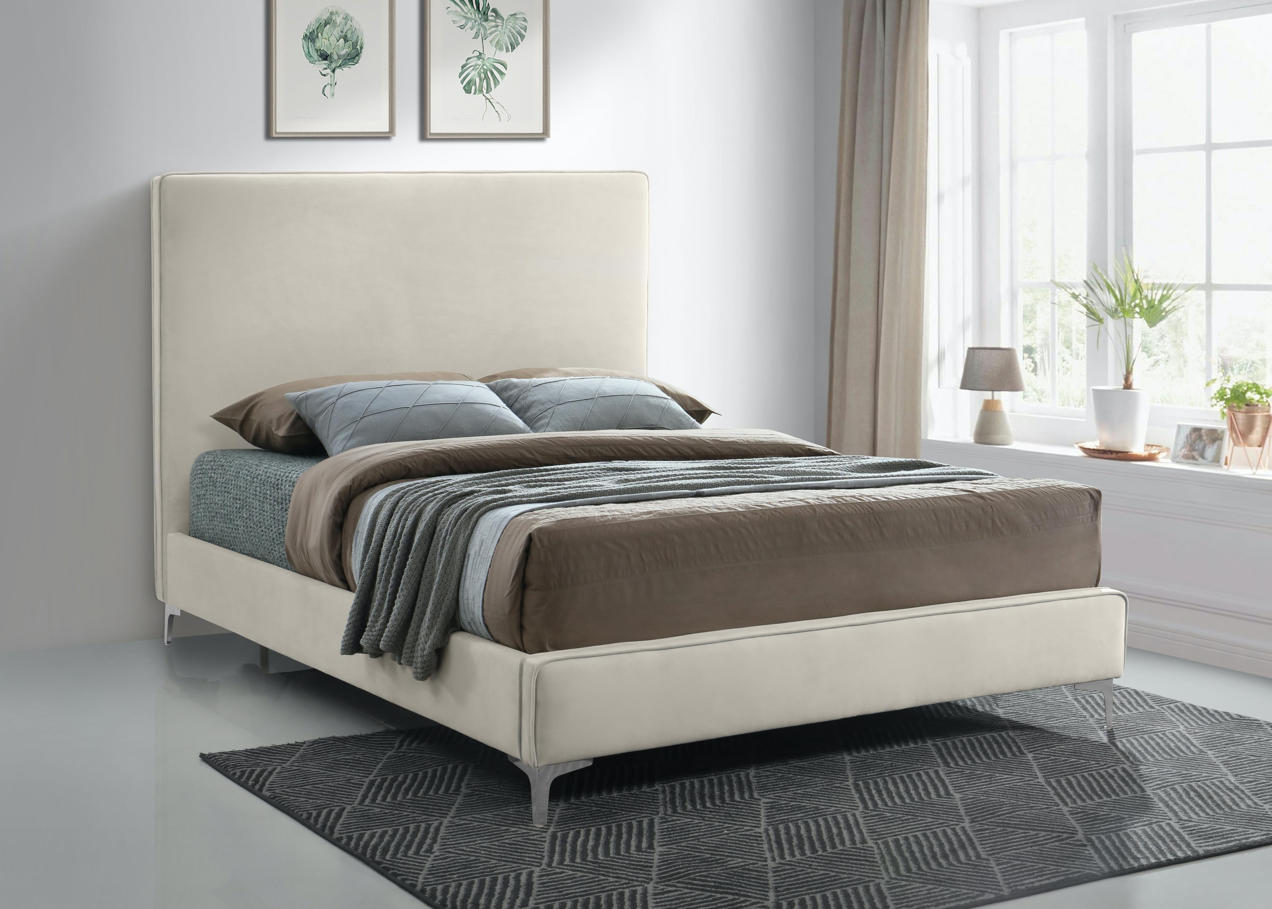 Geri Cream Velvet King Bed