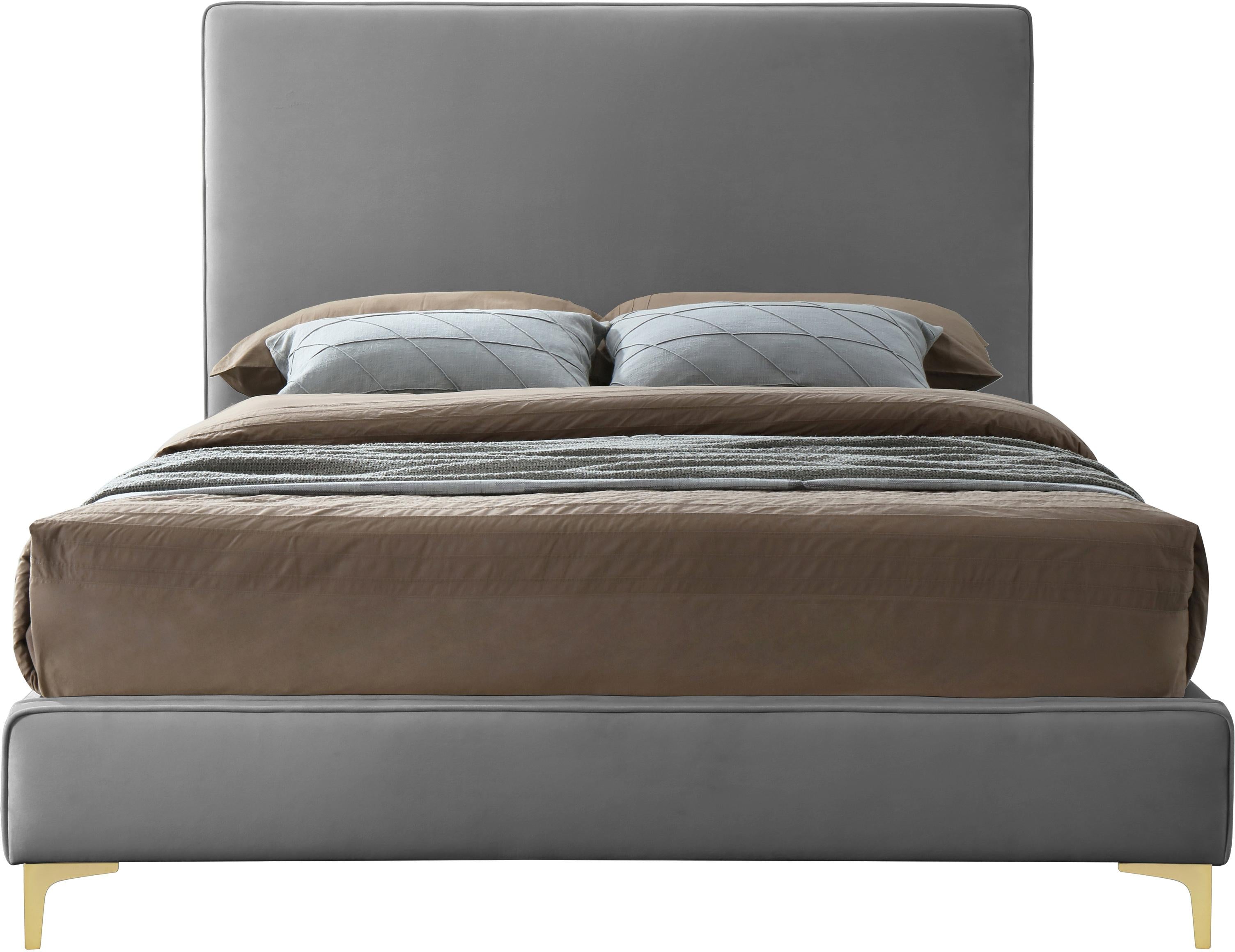 Geri Grey Velvet Queen Bed