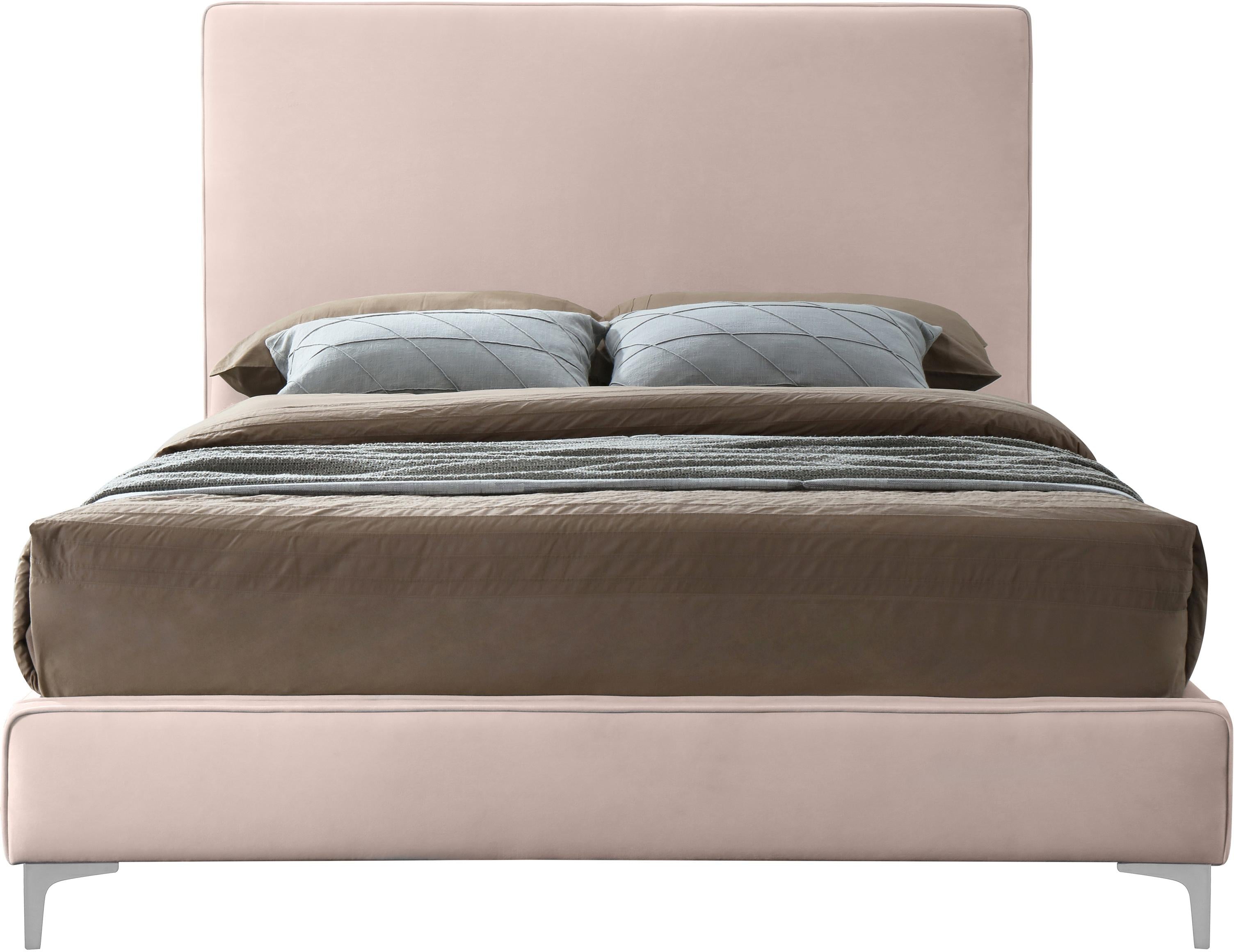 Geri Pink Velvet Queen Bed