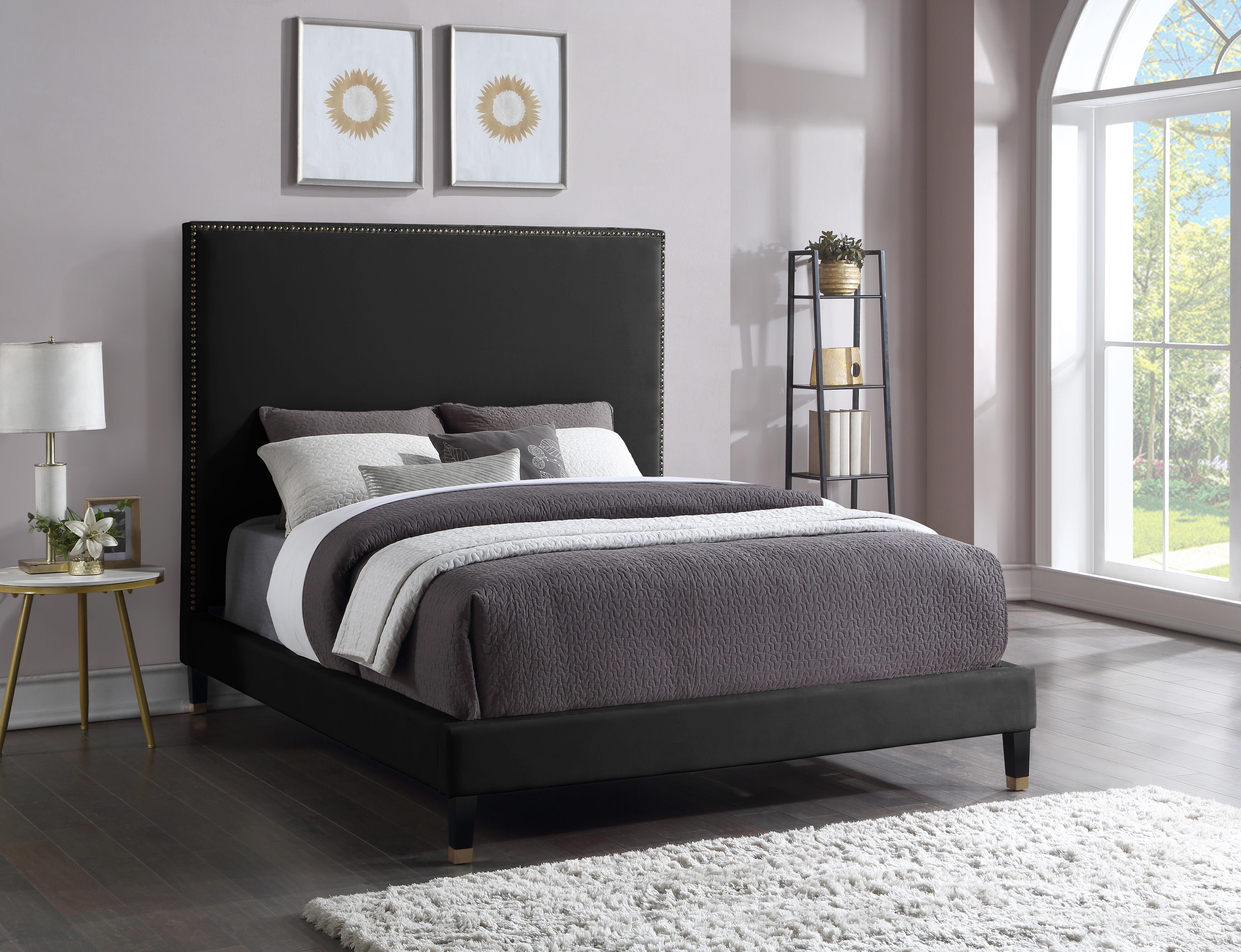 Harlie Black Velvet King Bed