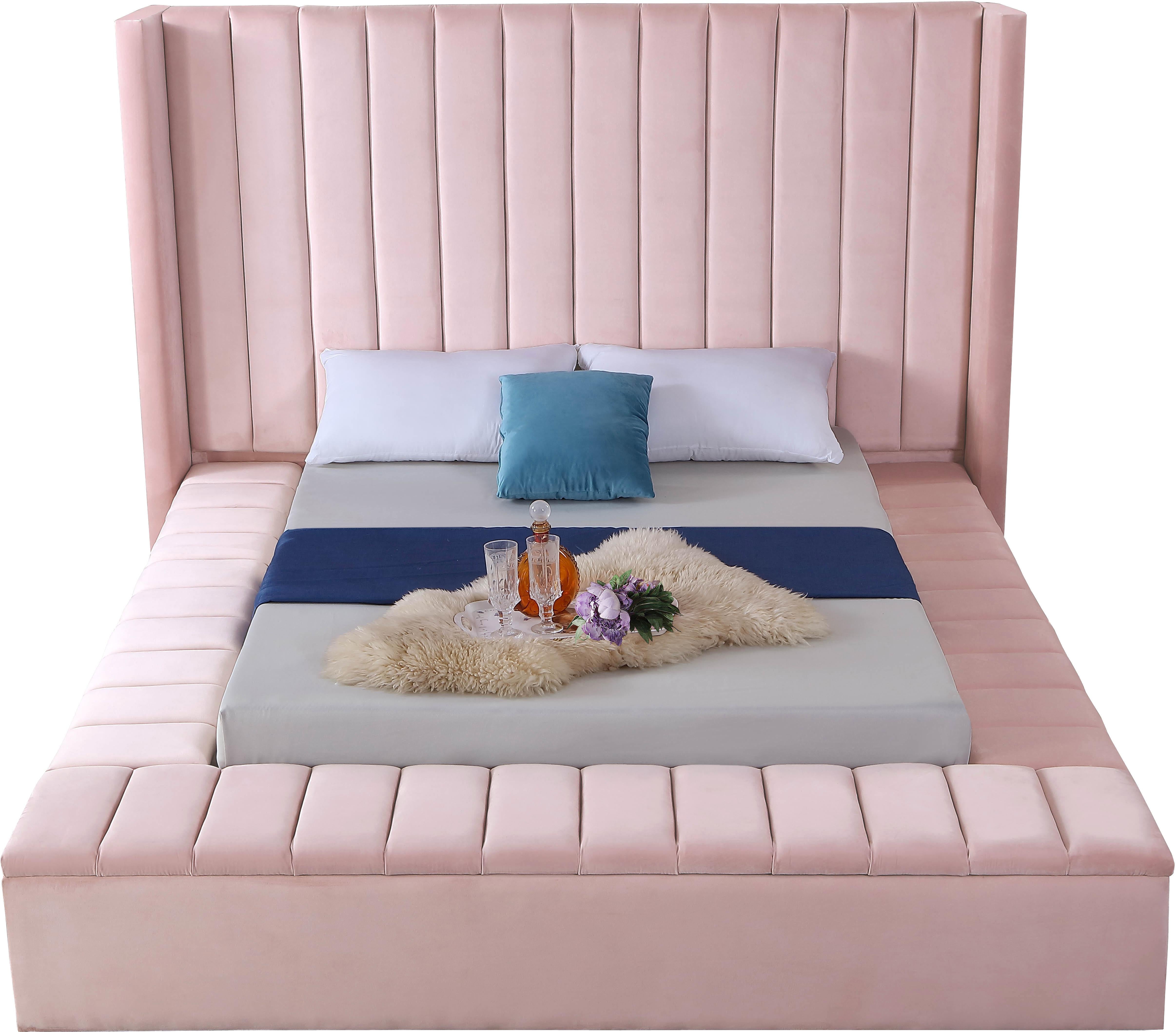 Kiki Pink Velvet Full Bed (3 Boxes)