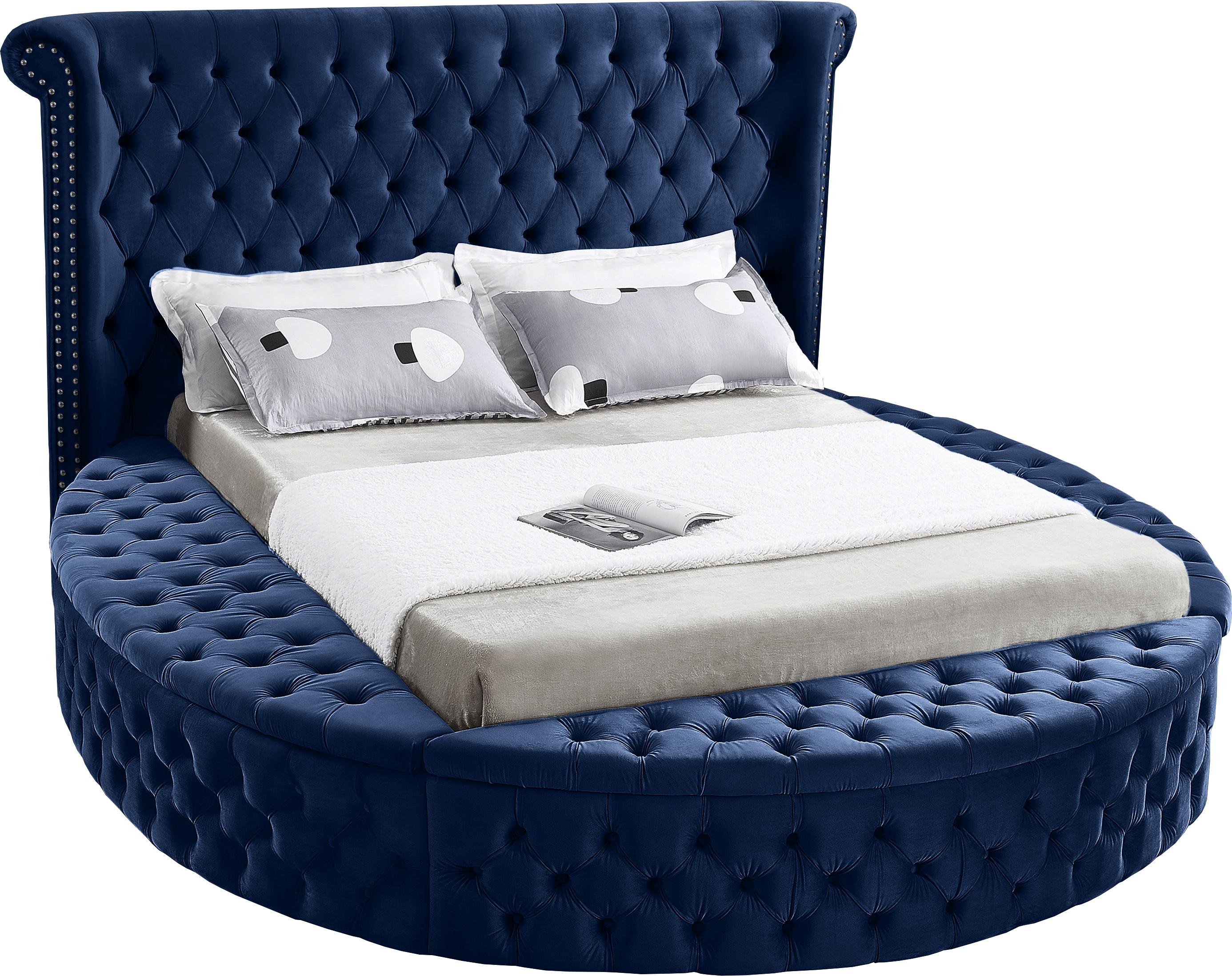 Luxus Navy Velvet Queen Bed (3 Boxes) image