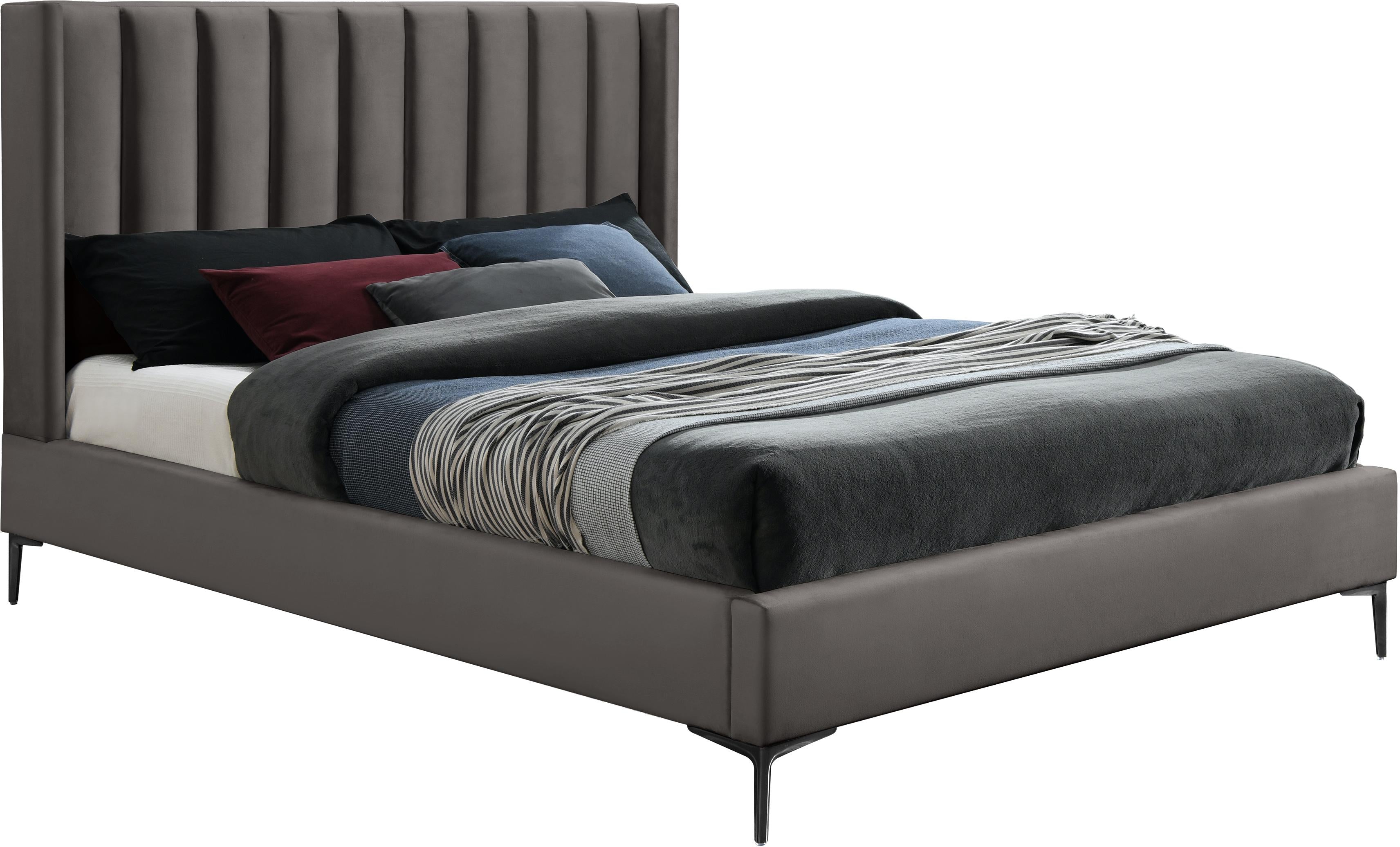 Nadia Grey Velvet King Bed