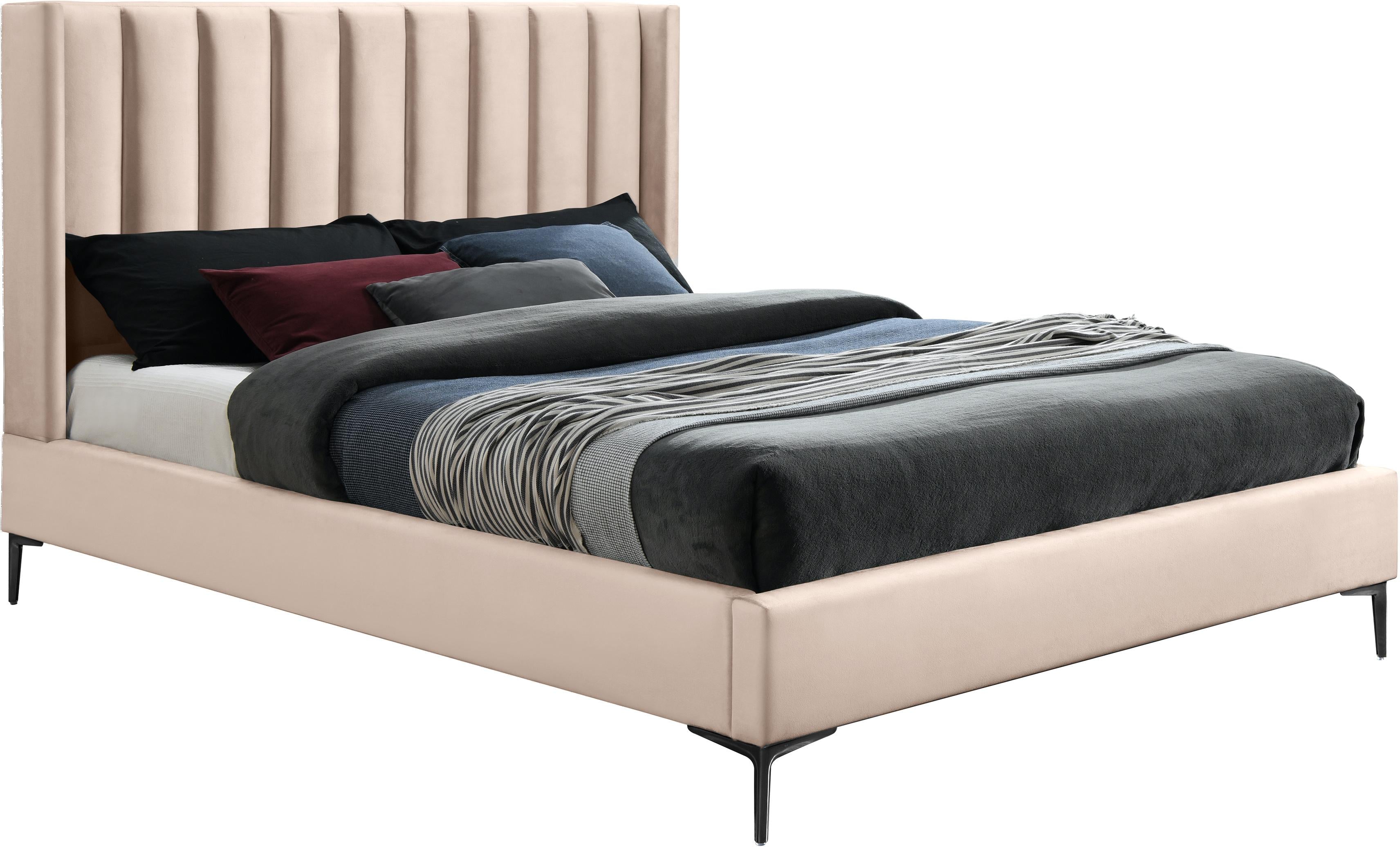 Nadia Pink Velvet Queen Bed image