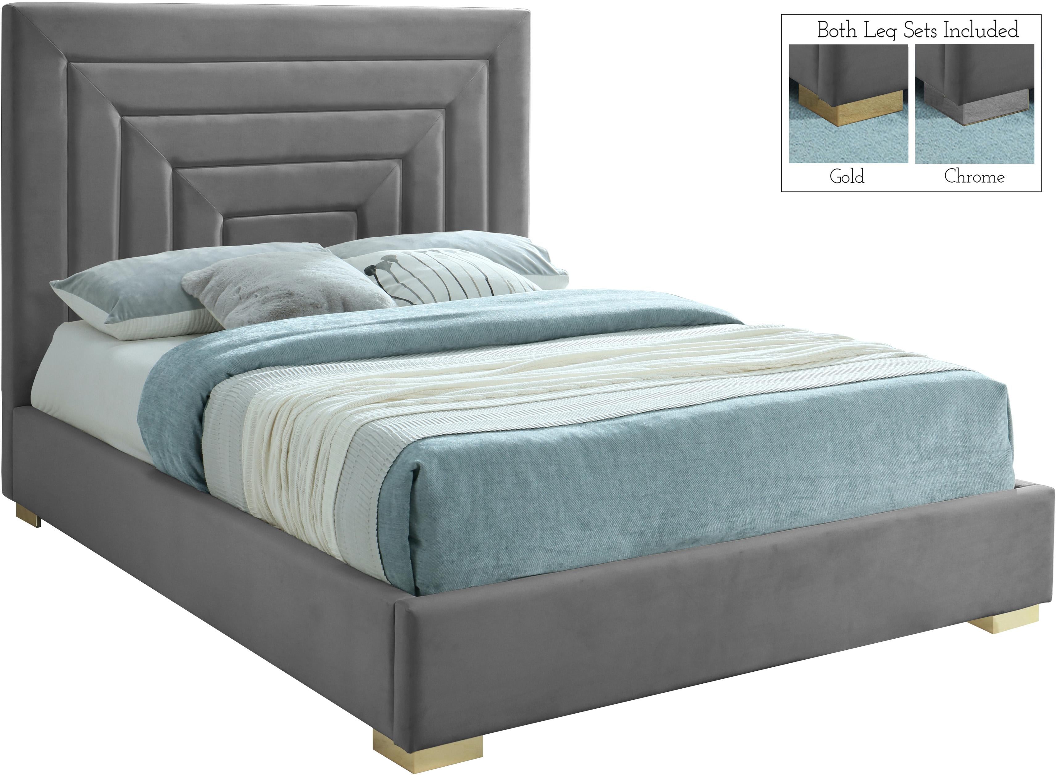 Nora Grey Velvet Queen Bed image