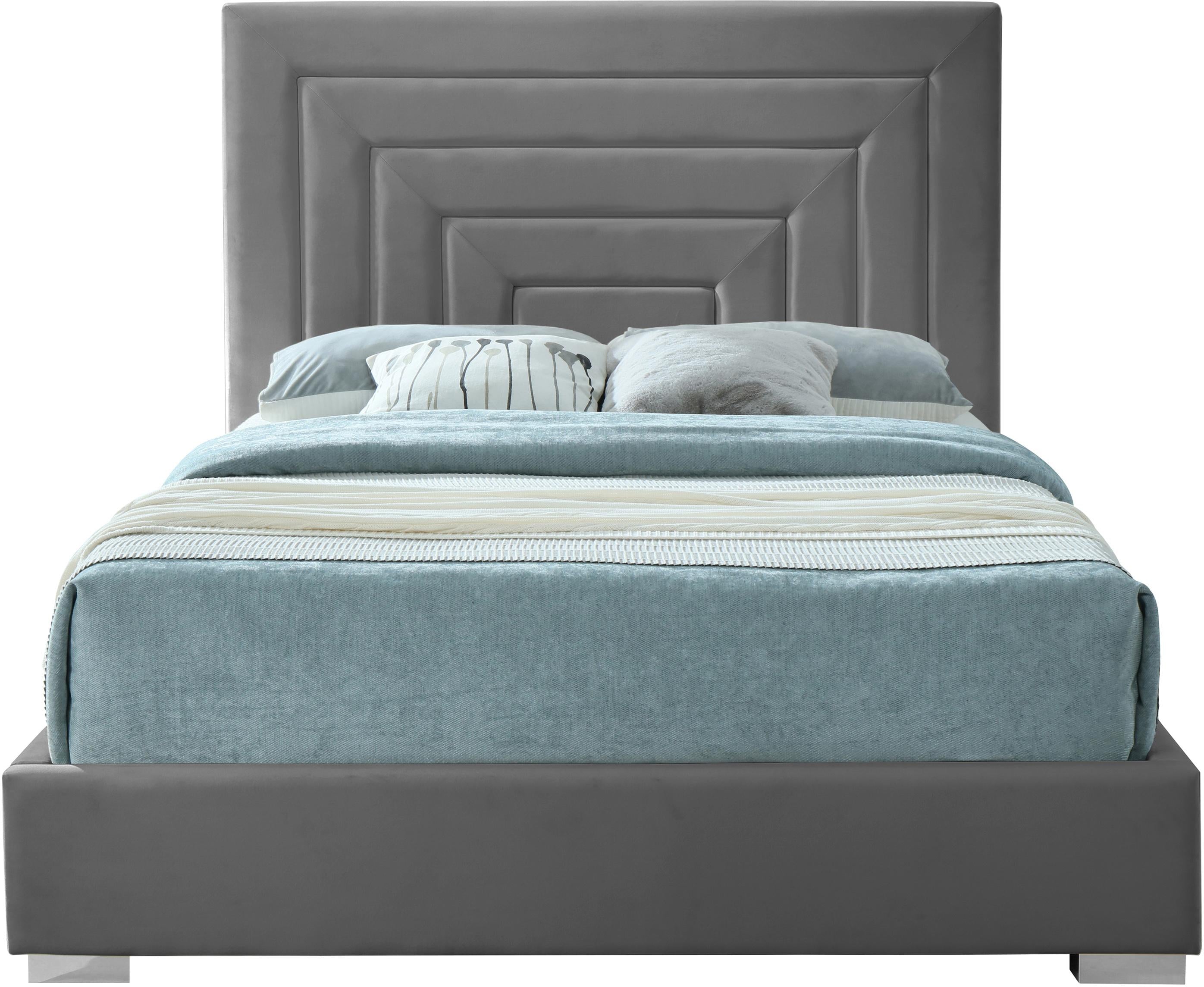 Nora Grey Velvet Queen Bed