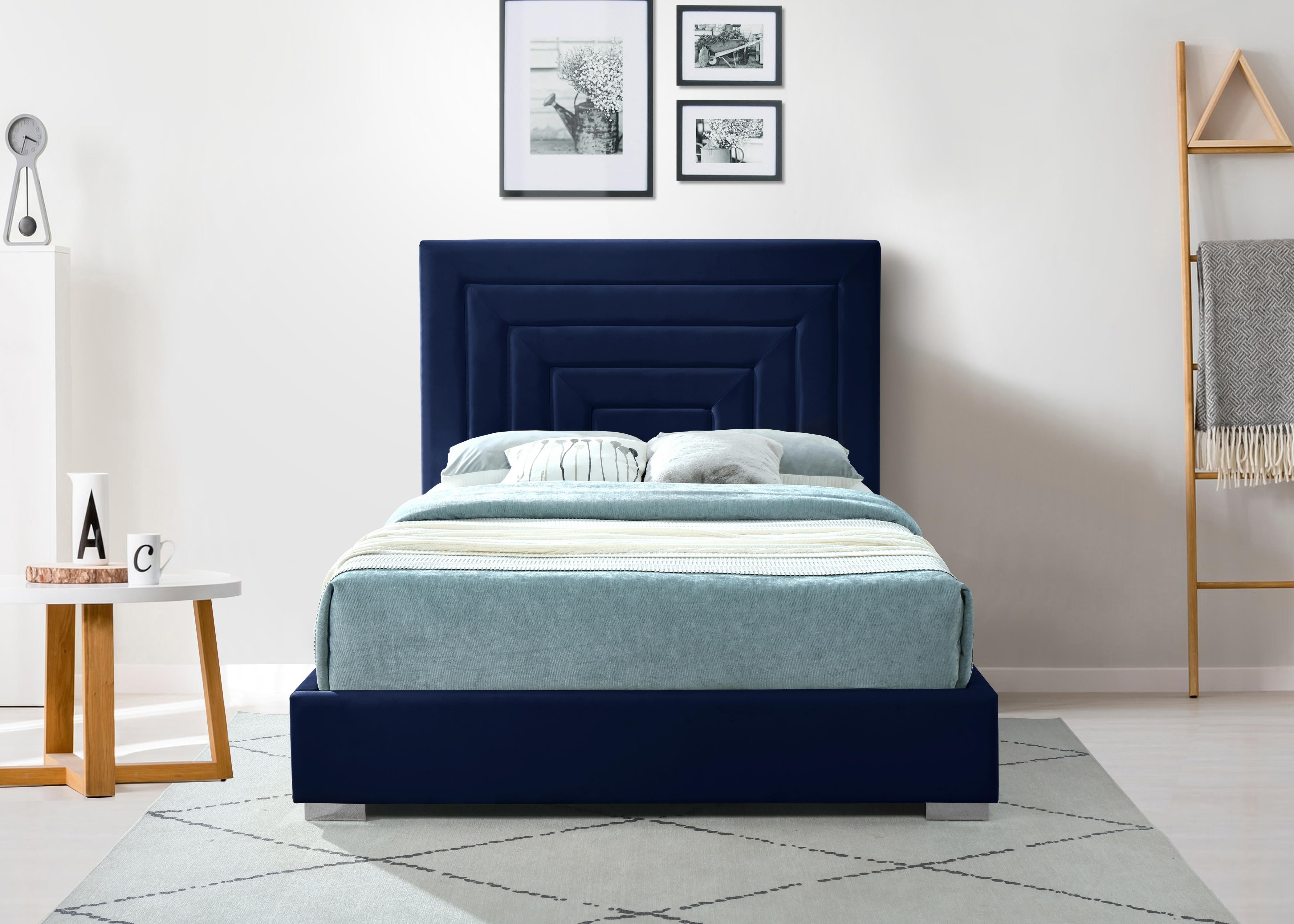 Nora Navy Velvet King Bed